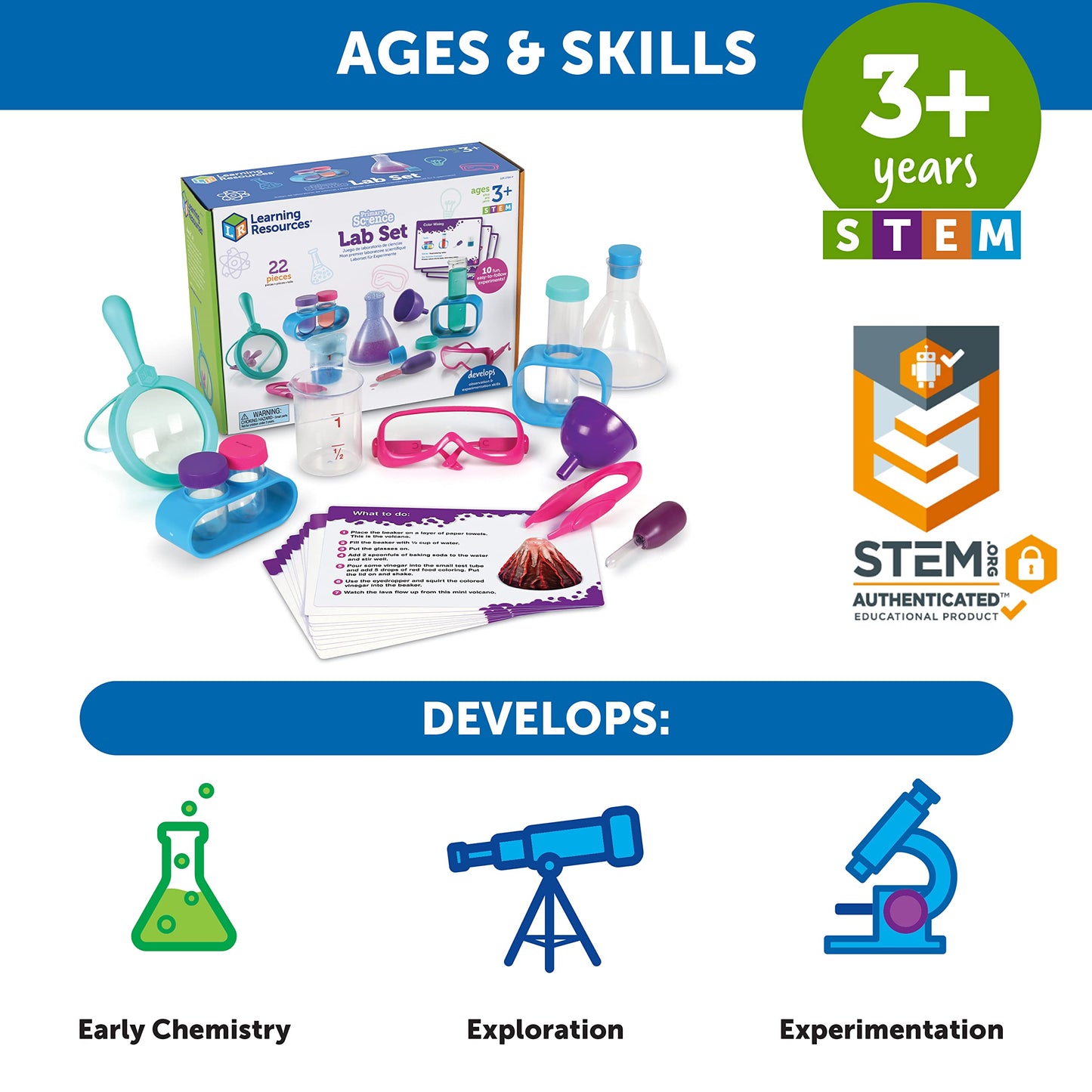 Learning Resources Primary Science Lab Set Pink, 22 Pieces, Ages 3+, Science Kits, Experiments for Kids, STEM Toys, Sensory Tube