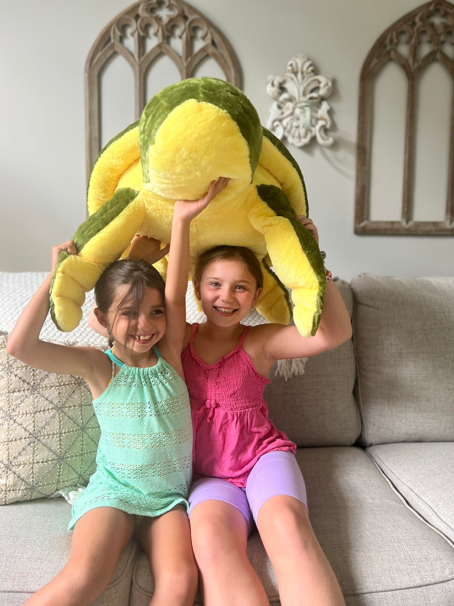 MorisMos Giant Turtle Stuffed Animal 33 inch, Green Stuffed Turtle Plush Toy for Kids Children Boys Girls on Birthday