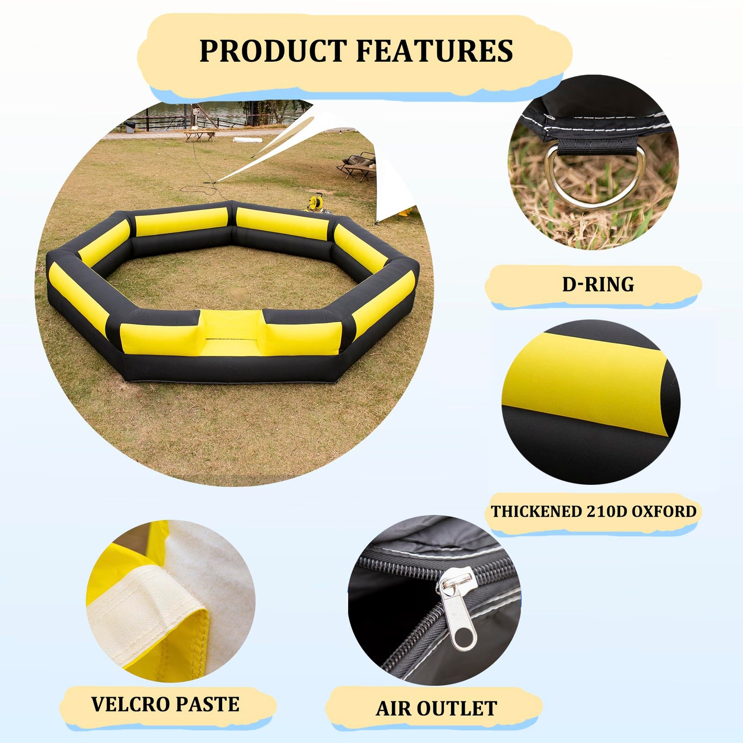 Blatesic Gaga Ball Pit Inflatable 15FT with Powerful Built-in Blower,Portable Gaga Pit for Indoor Outdoor School Family Activities