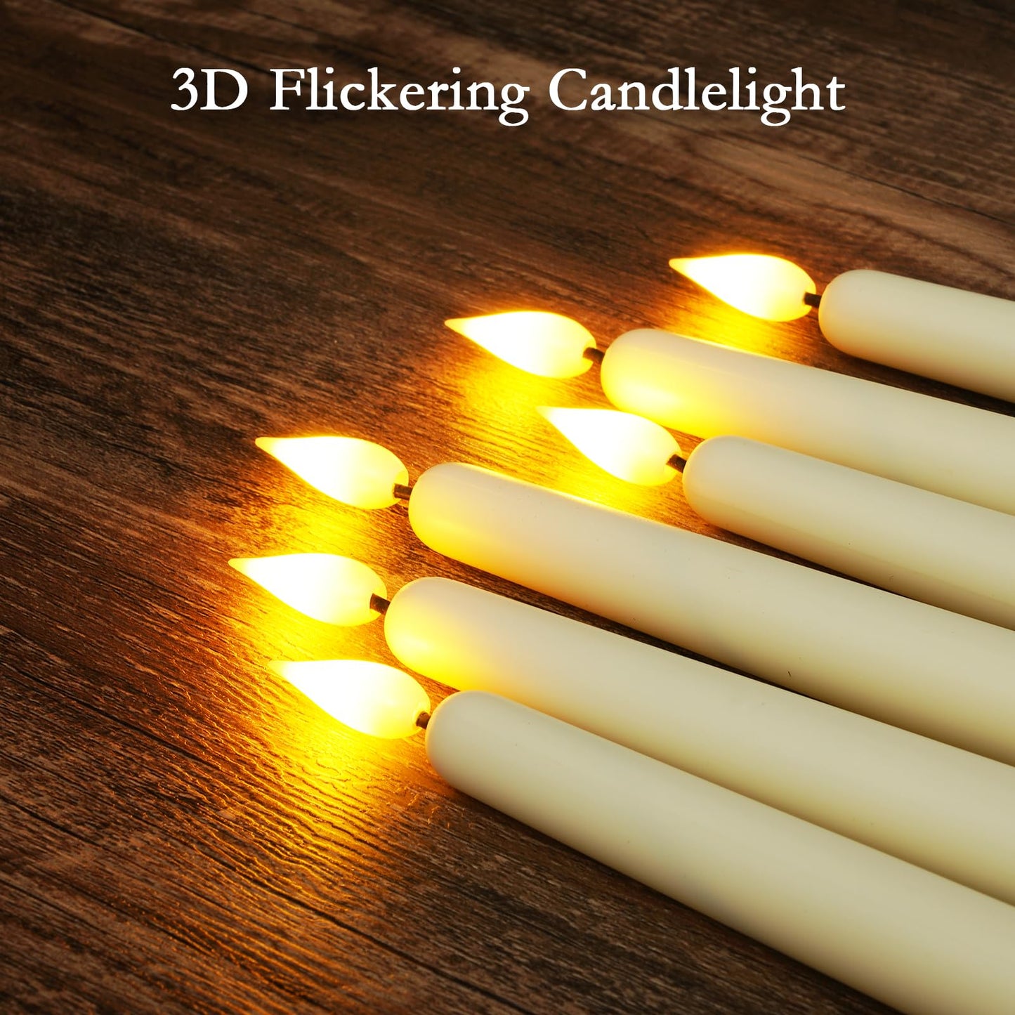 Homemory 24 Pcs Flameless Taper Candles with Remote Timer Dimmer, 11 inches Ivory Candlesticks Battery Operated, Plastic LED Taper Candles with Flickering Flame for Halloween Christmas Church Wedding