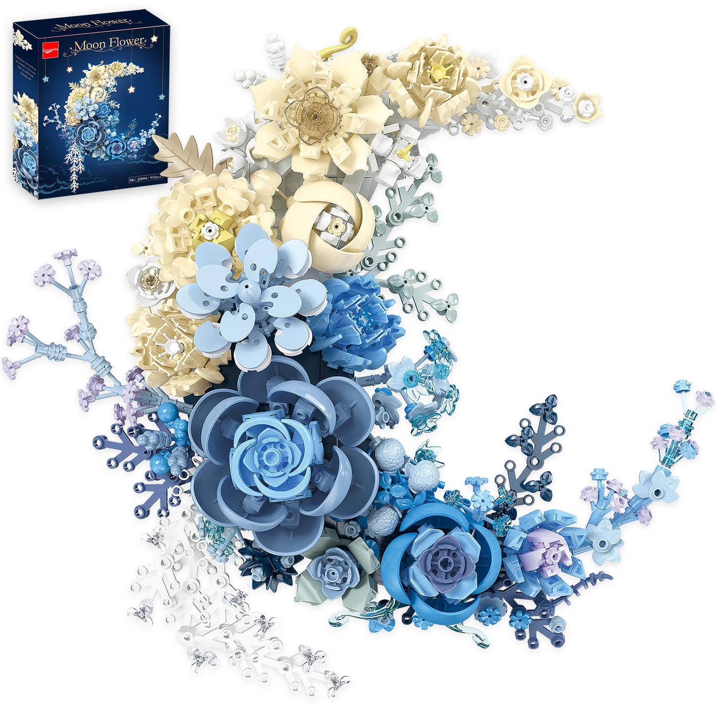 Loyratche Blue Moon Flower House Building Set with Light, Botanical Collection Flowers Treehouse Builidng Block Kit, Compatible with Lego for Adults Creative Gift for Home Décor (1750PCS) (Blue)