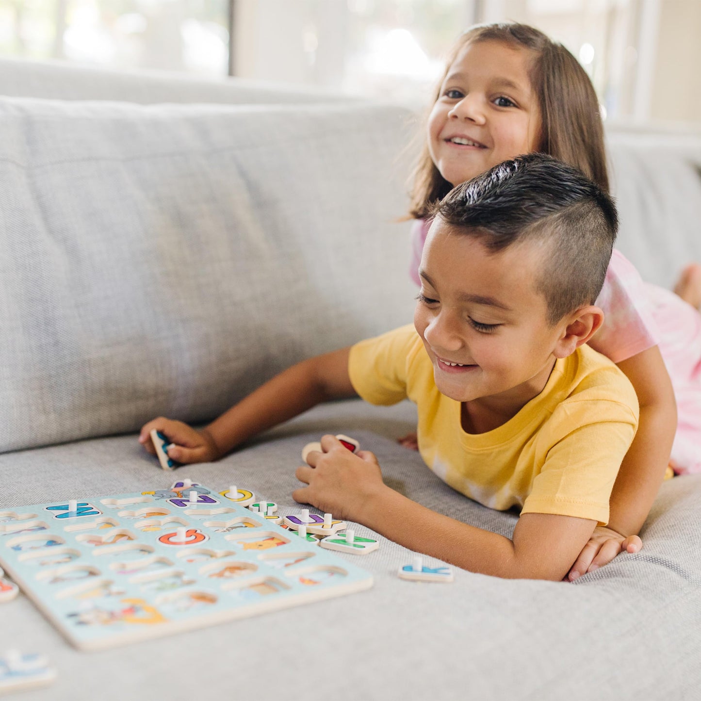 Melissa & Doug Disney Wooden Peg Puzzles Set: Letters, Numbers, and Shapes and ColorsLetters and Number Puzzles, Disney, for Toddlers and Kids Ages 3+