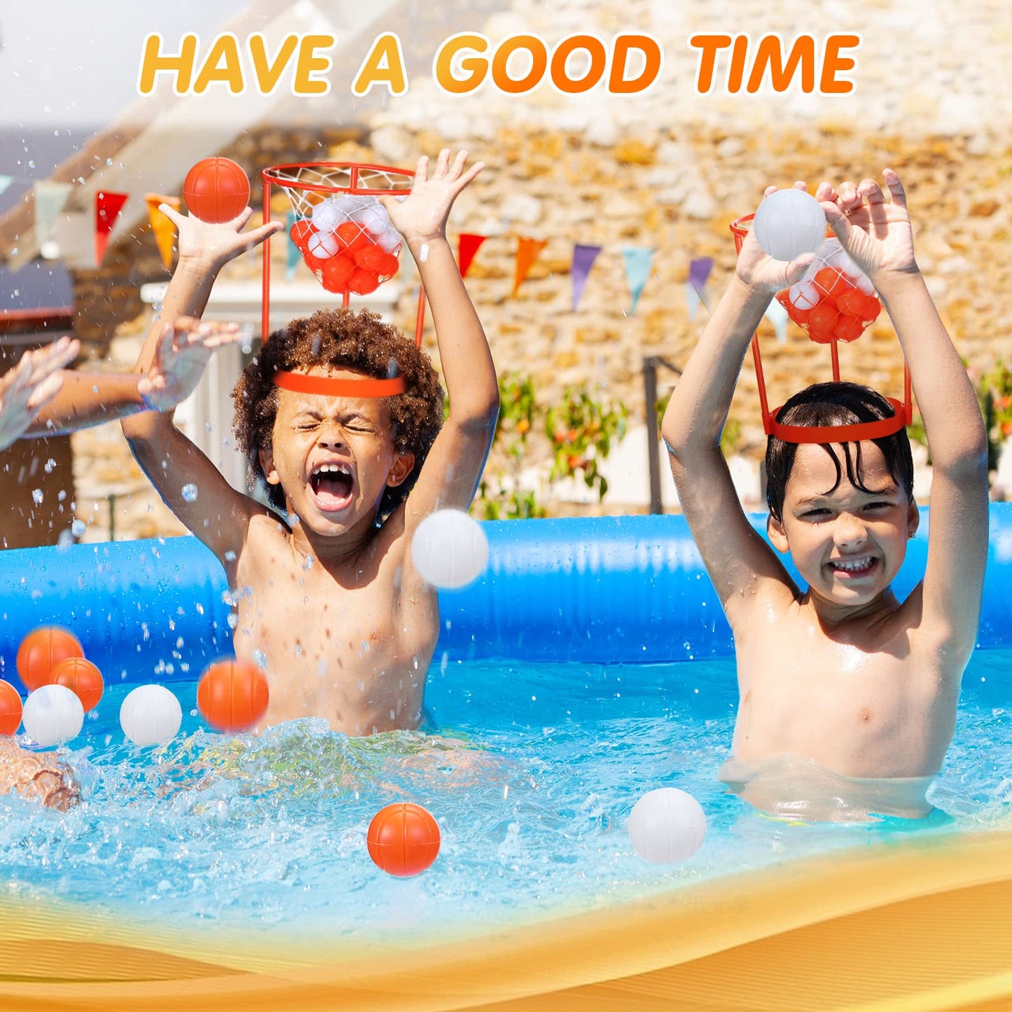 Head Hoop Basketball Party Game Set for Kid Adult Carnival Game Portable Adjustable Basket Net Headband with Balls for Birthday Carnival Office Indoor Outdoor Activity Fun Gift Back to School(33 Pcs)