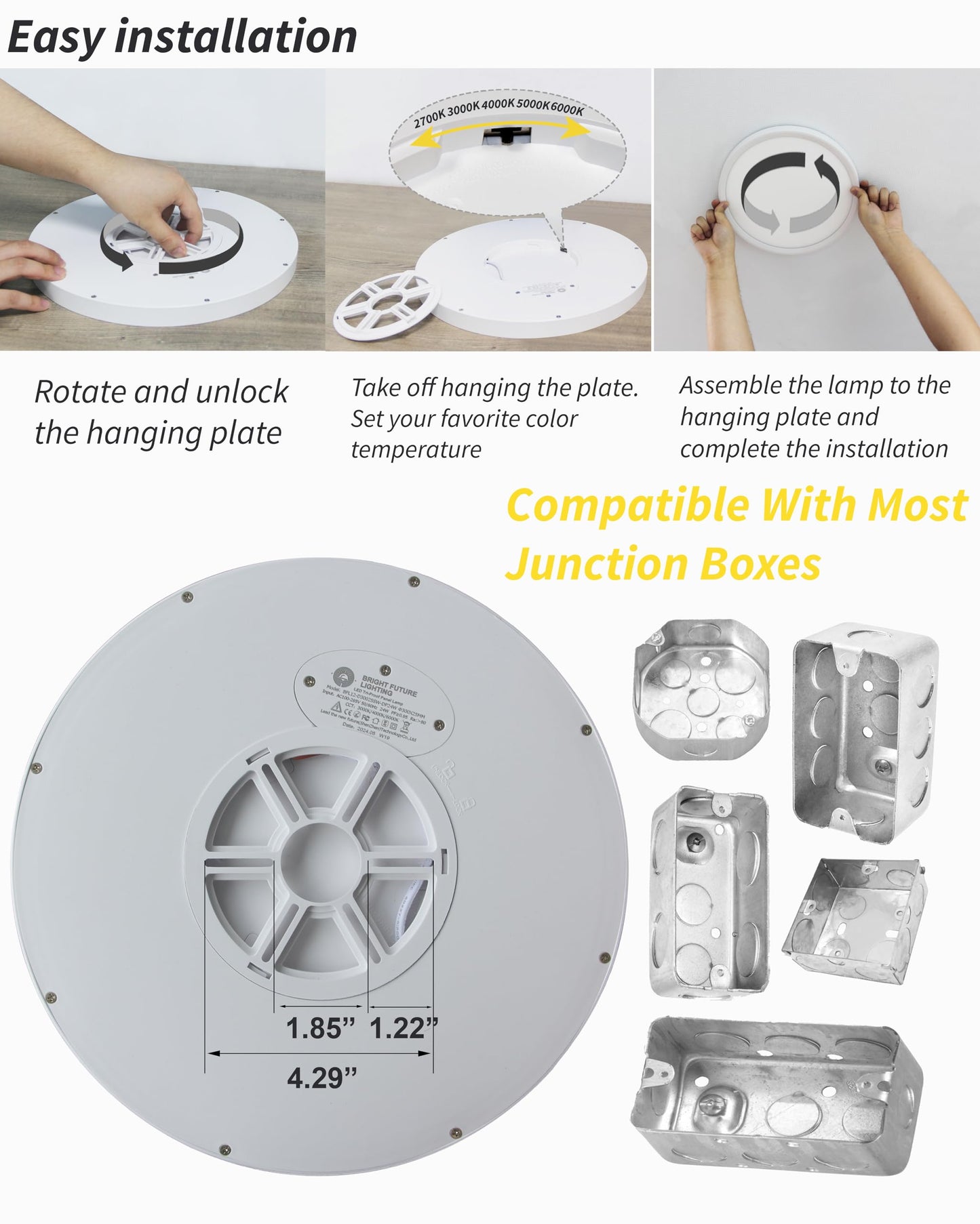 2Pack 16 Inch Dimmable LED Flush Mount Ceiling Light Panel,32W 3480LM,3000K/4000K/6000K CCT Selectable,Ultra Thin Round Black Ceiling Light Fixture for Hallway Kitchen Bedroom Home Office Bathroom