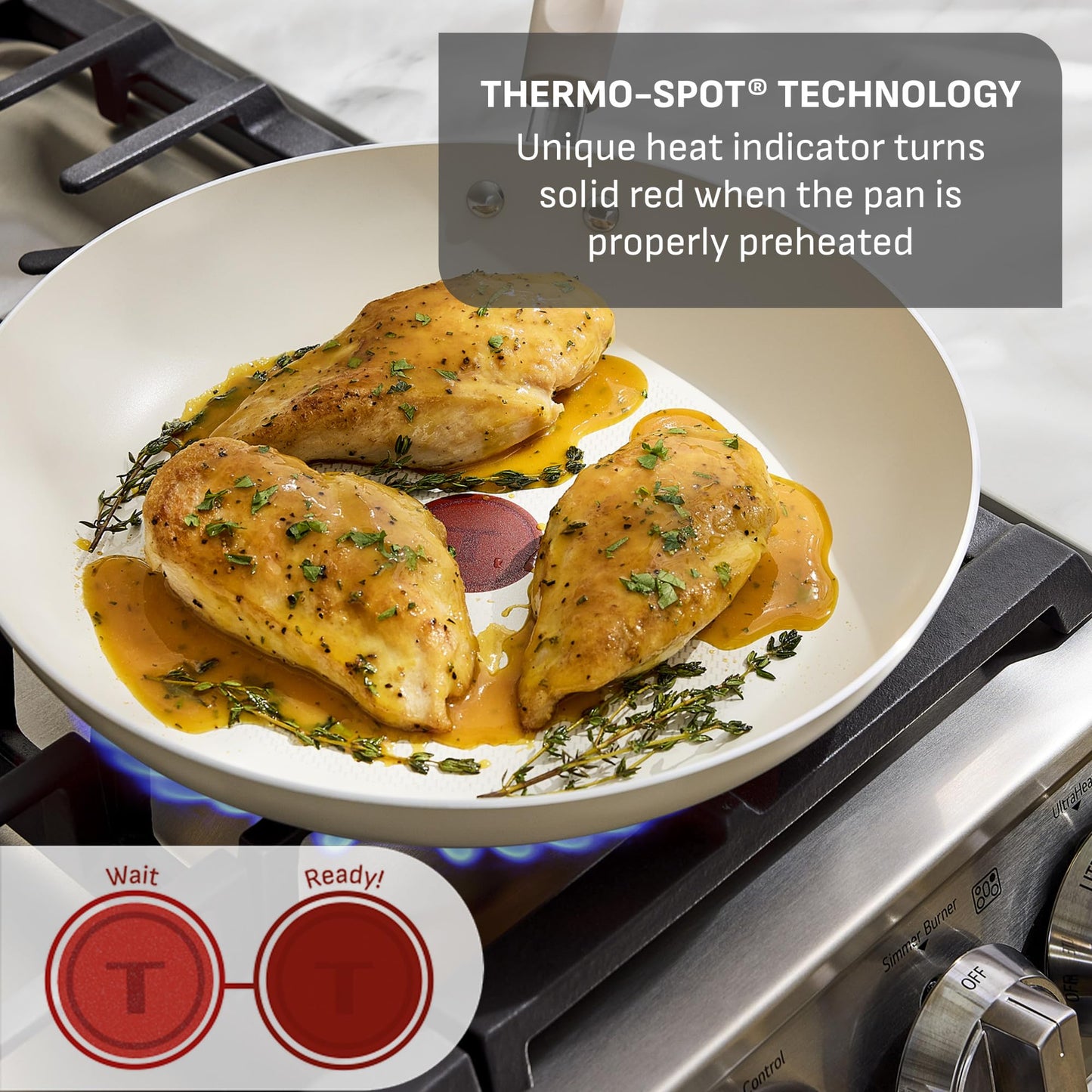 T-Fal Signature Nonstick 8” & 10” Frying Pan Skillet Set, Dishwasher Safe, Oven Safe to 350°F, Pots and Pans Set, Non Stick Chef- Pan, Cream