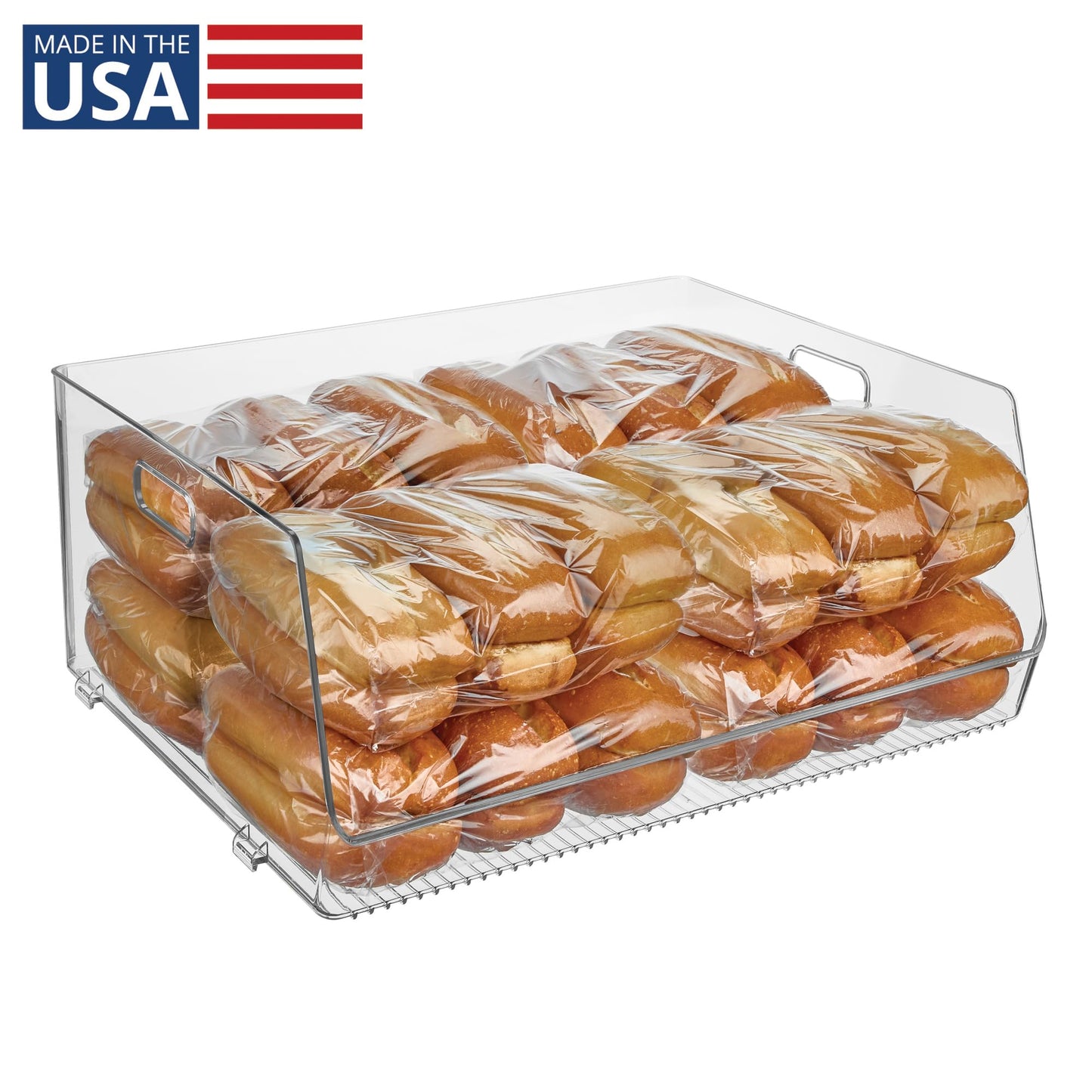 iDesign Stackable Open-Front Storage Bin, Extra Long Organizer for Kitchen or Pantry, Clear