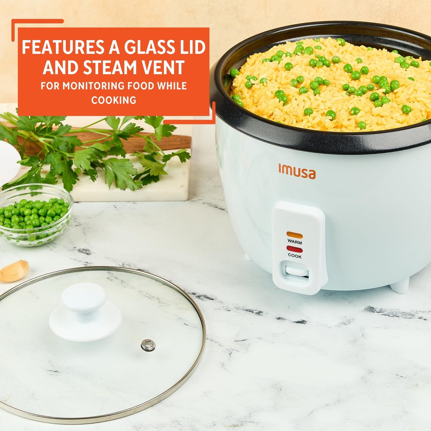 IMUSA Electric Rice Cooker 16 Cup Cooked 8 Cup Uncooked – Ceramic Nonstick Pot, Multi Cooker for Rice, Quinoa, Oatmeal, Stew – Keep Warm Function – Compact for Kitchen Dorm RV