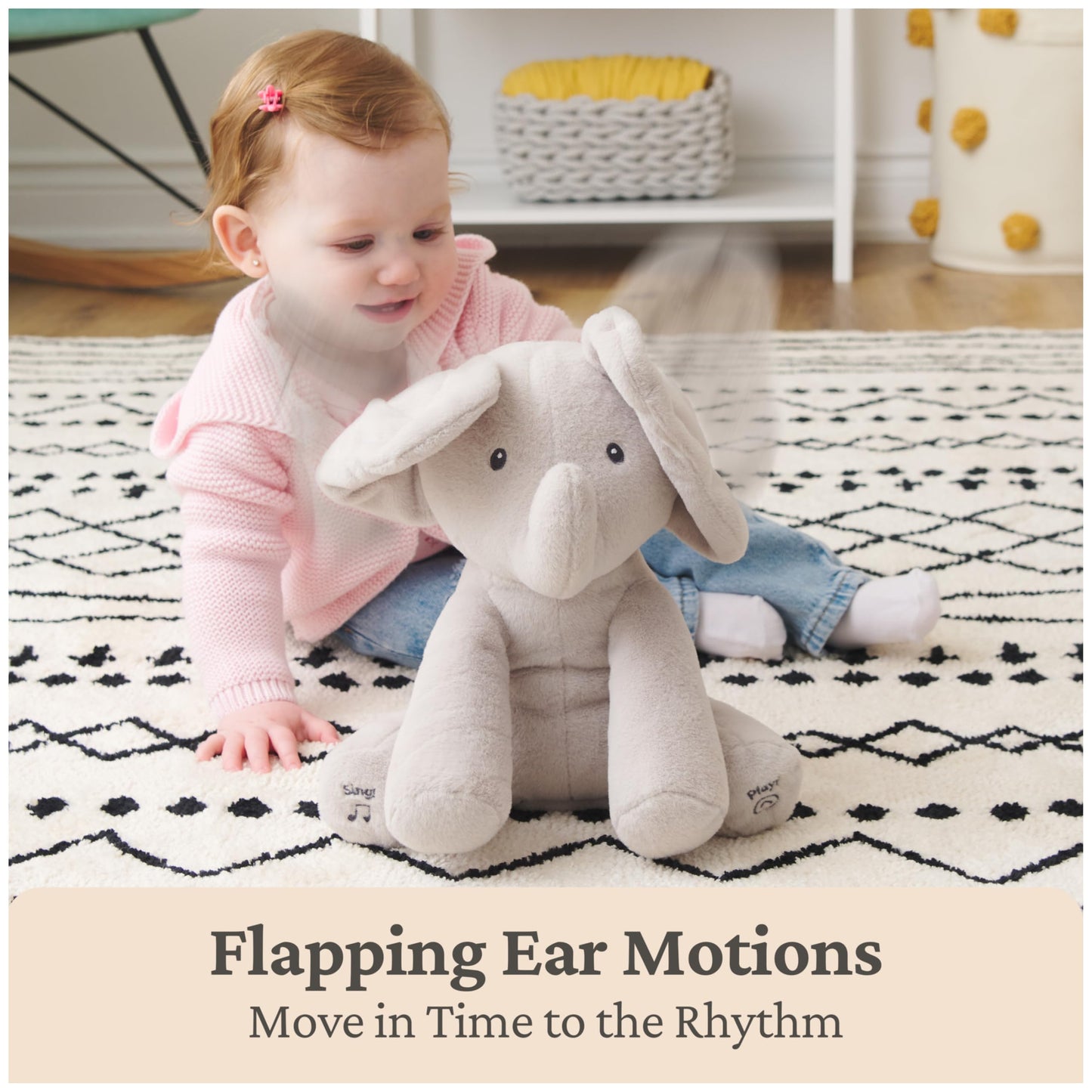 Baby GUND Animated Flappy the Elephant Plush, Singing Stuffed Animal Baby Toy for Ages 0 and Up, Gray, 12"