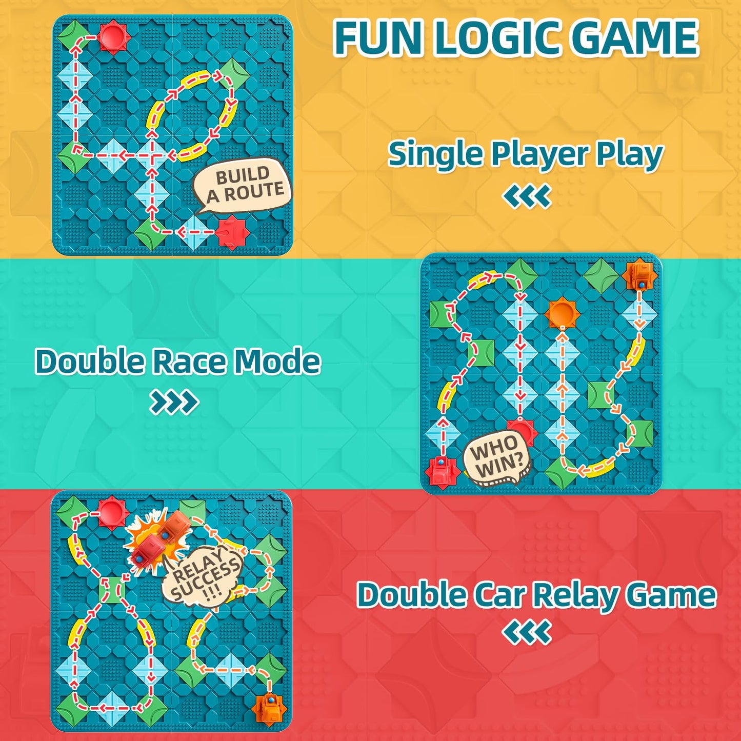 Burgkidz STEM Board Games for Kids Ages 4-8 - Large Size Build Your Own Maze with Building Bricks, Includes 2 Pull-Back Cars & Storage Bag, 3 Difficulty Levels Educational Montessori Toys
