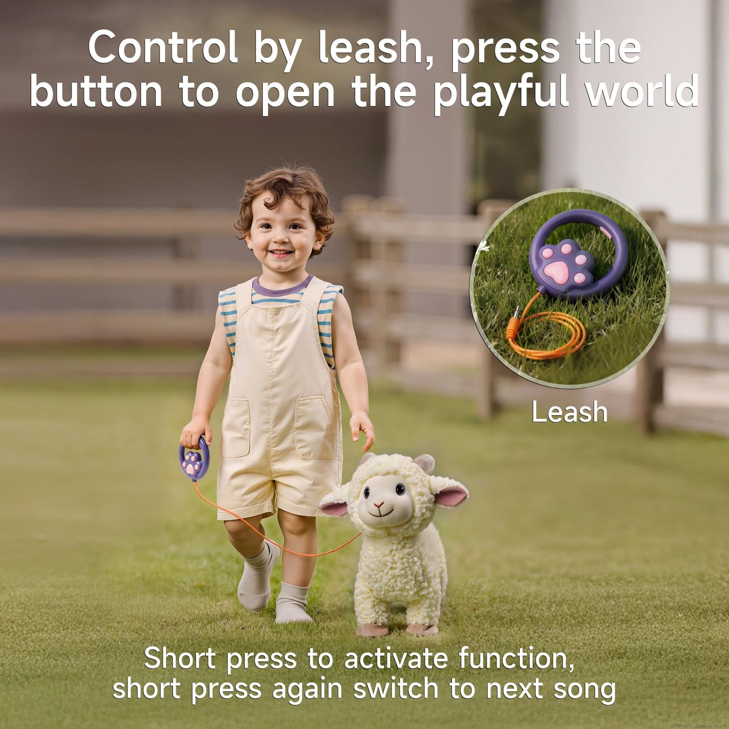eJog Pup Electronic Interactive Singing Walking Lamb Plush Toy, Sheep Stuffed Animal with Leash, Soft Sheep Baby Toys Pet Buddy for Babies and Toddlers