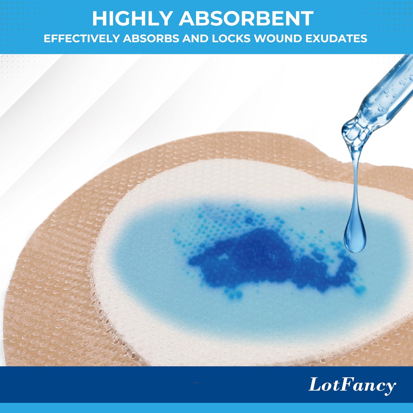 LotFancy Sacral Foam Dressing, 10 Count, 7"x 7", Silicone Foam Dressing, Wound Dressing with Border, Sacrum, Bed Sores, Pressure Ulcers Adhesive Bandage Pad, Highly Absorbent, FSA HSA Eligible