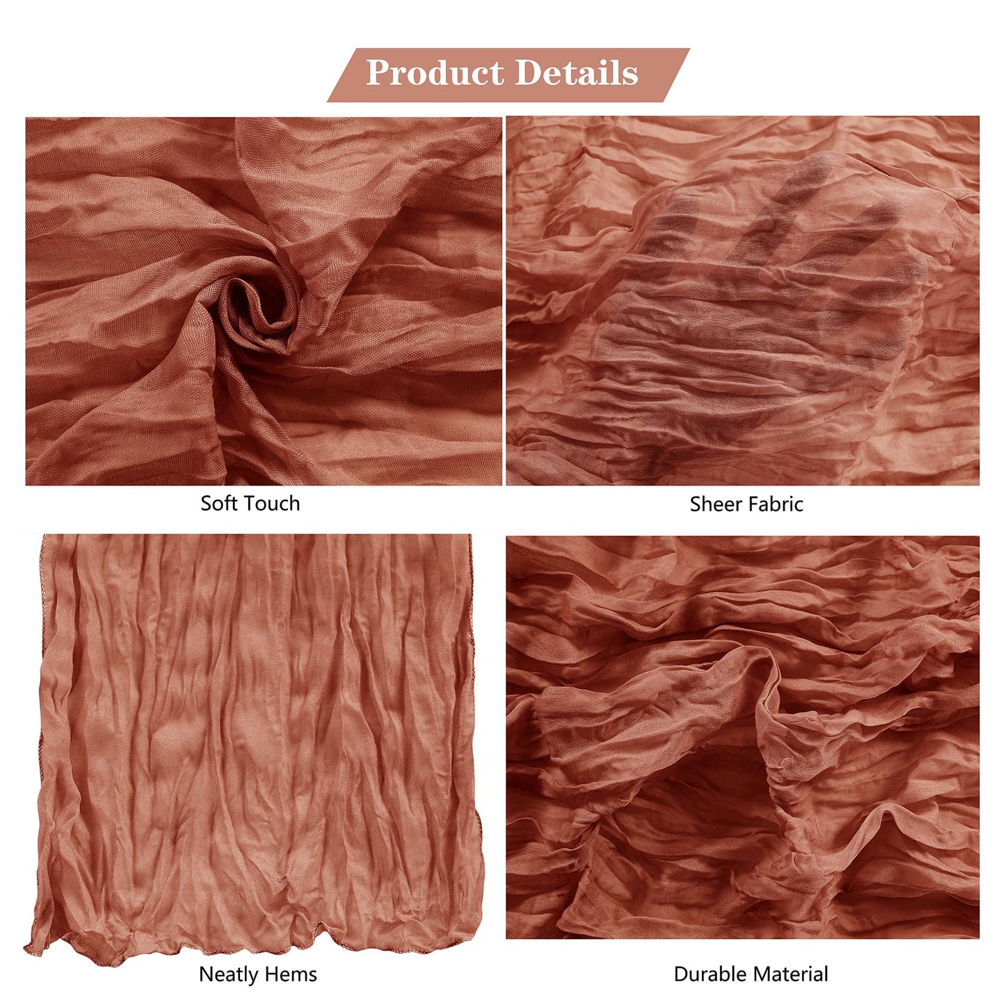 30 Pack Terracotta Cheesecloth Table Runner 9FT Rustic Sheer Table Runners 17x108 Inch Gauze Boho Runner for Wedding Bridal Baby Shower Birthday Party Table Decorations