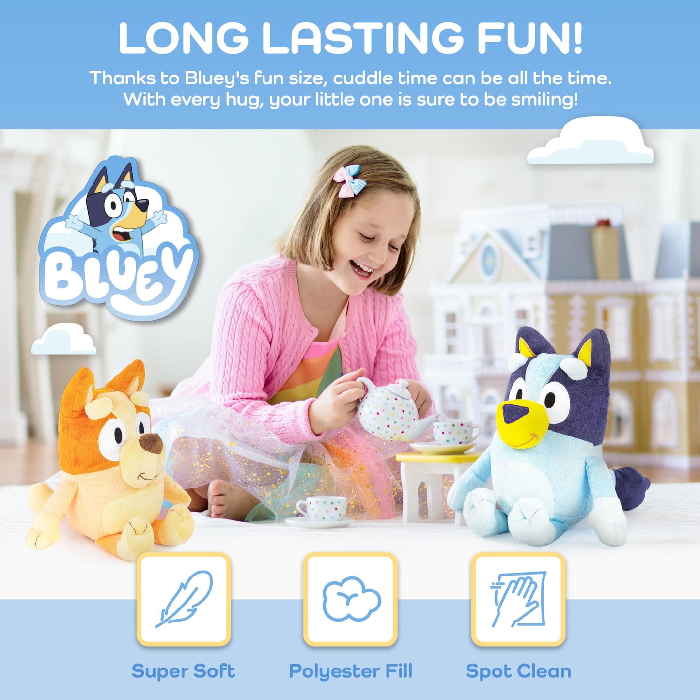 Bluey & Bingo Plush Pillow Buddy Set - Super Soft Character Pillows - Polyester Microfiber, 12 inches