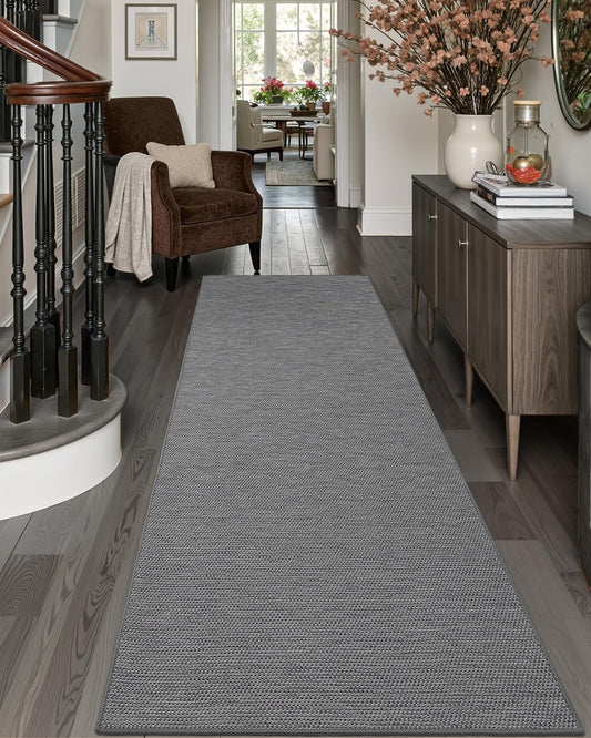 DEXI Hallway Runner Rug 2'4''x8', Non Slip Rubber Backed Runners Carpet, Ultra Thin Entryway Rugs Indoor for Kitchen Hallway Entrance Bedroom, Grey
