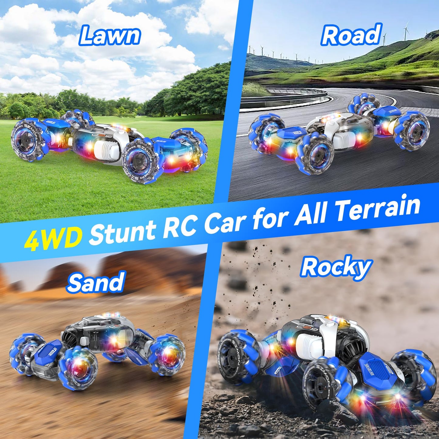 Nicella Gesture Sensing RC Stunt Car, 360° Rotating 4WD Remote Control Transform Hand Controlled Car - Fun Toys for 6 7 8 9 10 11 12 13 Year Old Boys Girls Birthday Gifts