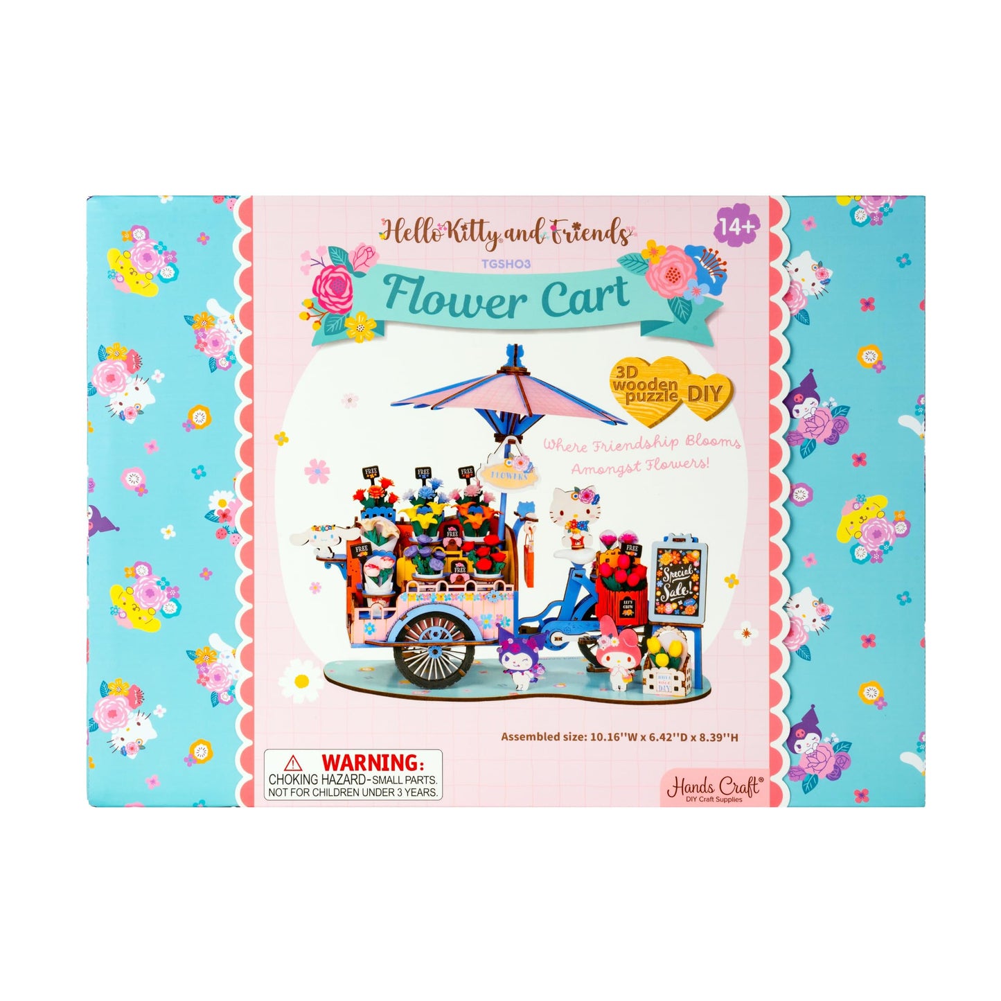 Hands Craft Hello Kitty And Friends Flower Cart 3D Wooden Puzzle Kit | DIY Floral Model | Arts & Crafts for Adults & Kids | Creative Hobby Kits | Hello Kitty Characters | Wood Building Set | Nice Gift