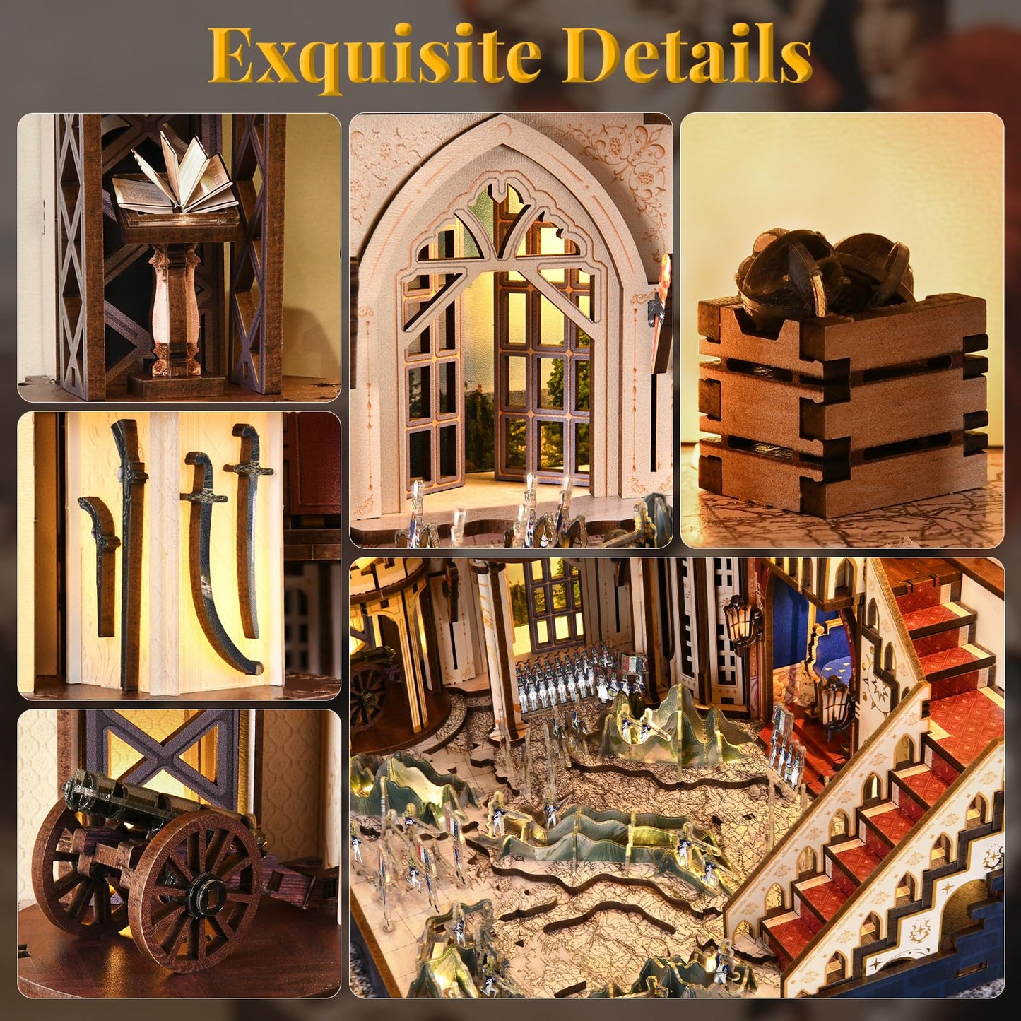 MiniCity DIY Book Nook Kits for Adults, Miniature Dollhouse Booknook Kit, 3D Wooden Puzzle Creative Decorative Bookends Bookshelf Diorama Insert Crafts Hobbies Gifts (Napoléon)