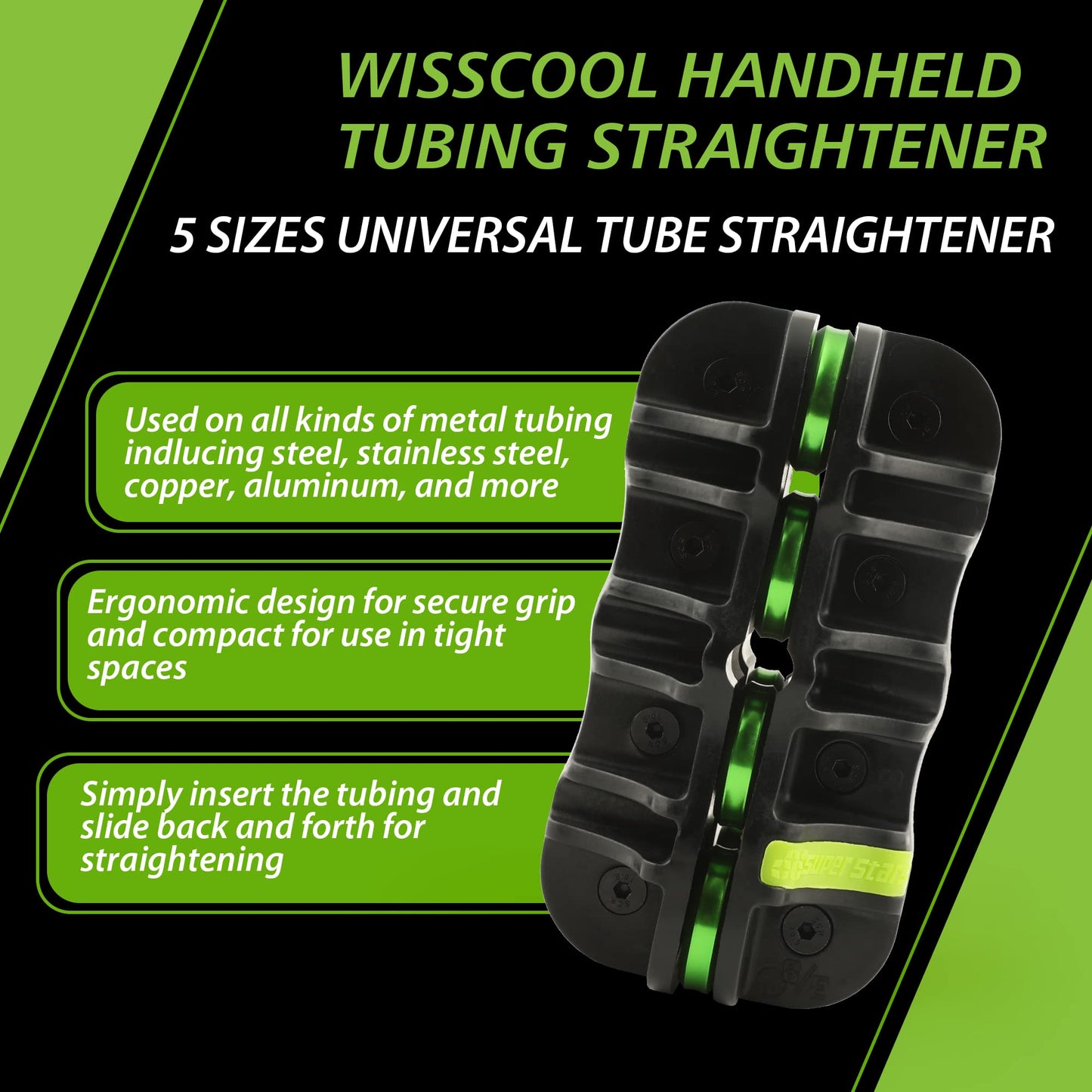 Wisscool 3/8" Tube Straightener Handheld Tubing Pipe Straightener for Steel, Stainless steel, Copper