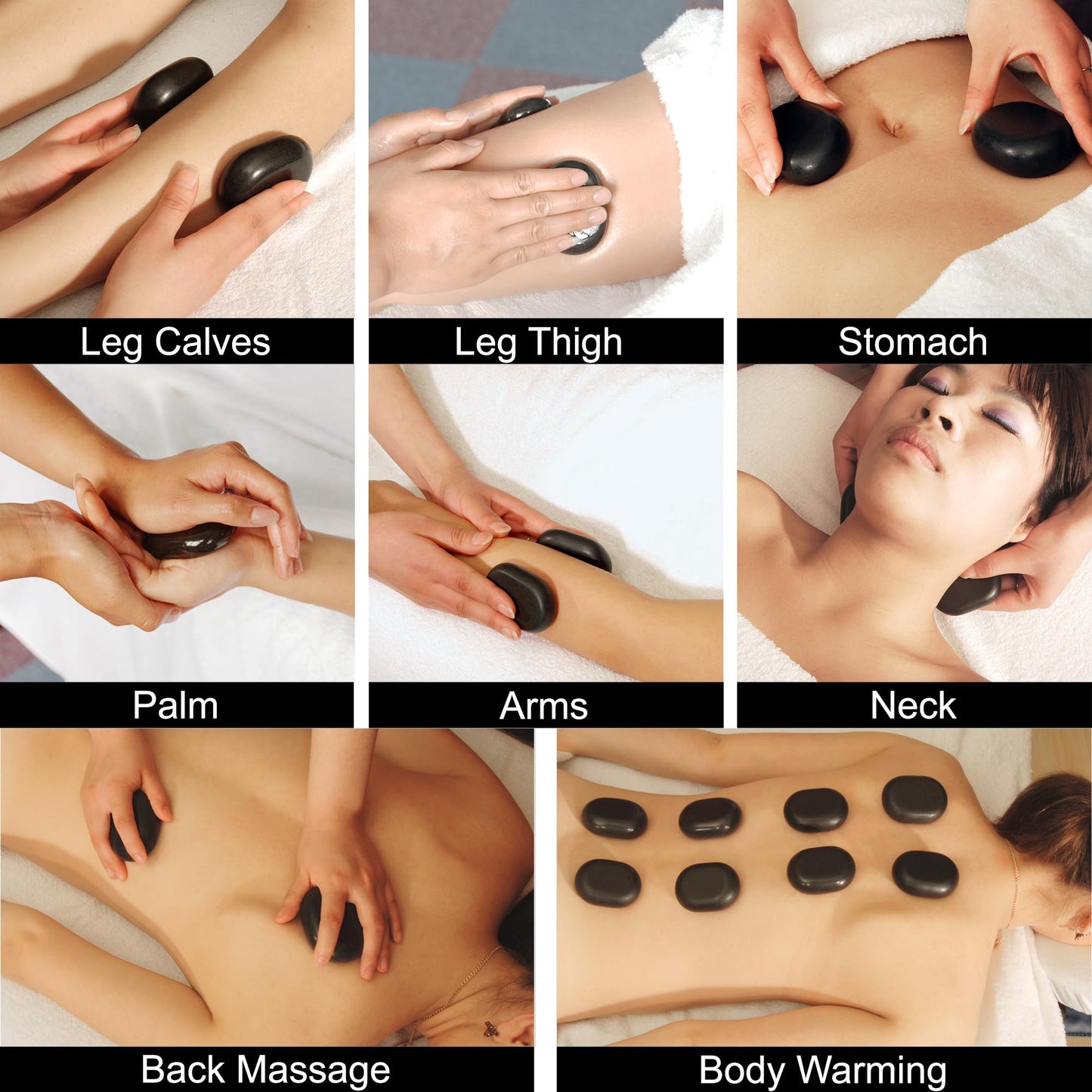 Master Massage 12-Piece Middle Sized Ovular Black Lava Hot Stone Massage Set –Medium Size Oval Stones 2.6" x 1.9" x 0.7" - Natural Basalt Stones for Spa, Salon, and Professional Massage Therapy