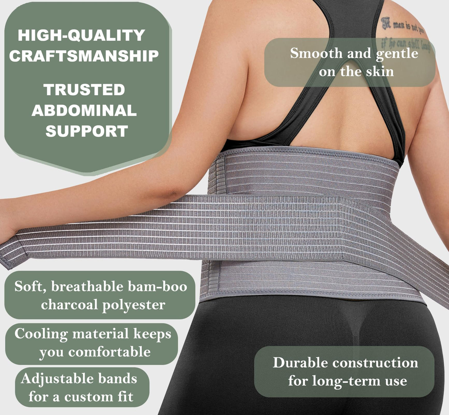 Abdominal Binder Post Surgery - Postpartum Belly Band Wrap | Post C Section Belly Binder Recovery Belt | Stomach Compression Hernia Belt For Men or Women After Pregnancy, Hysterectomy (Large/X-Large)