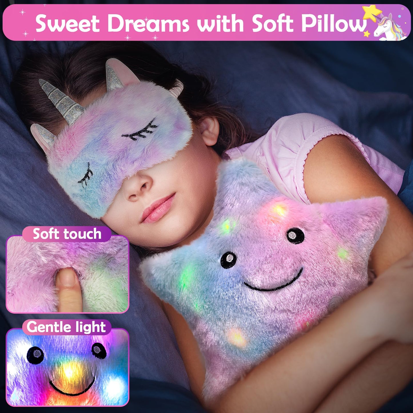 Unicorn Gifts for 5 6 7 8 9 10 Year Old Girls Kids Toys Set for Teen Girls Birthday Christmas Gifts Unicorn Toys with Star Pillow