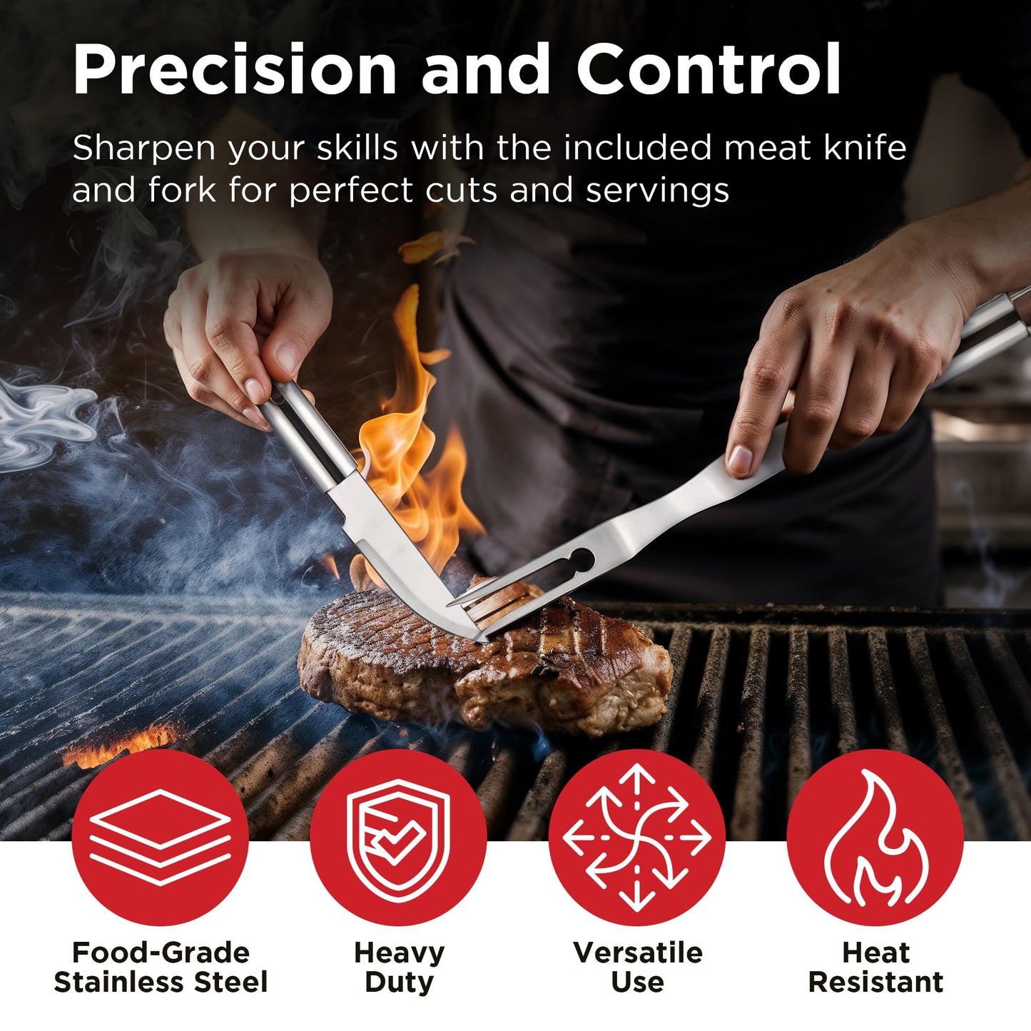 Kaluns BBQ Accessories, Complete Grill Set Grilling Gifts, 40 Pcs Premium Heavy Duty Stainless Steel Barbecue Grill Accessories for Outdoor Grill, Mens Valentines Day Gifts for Him