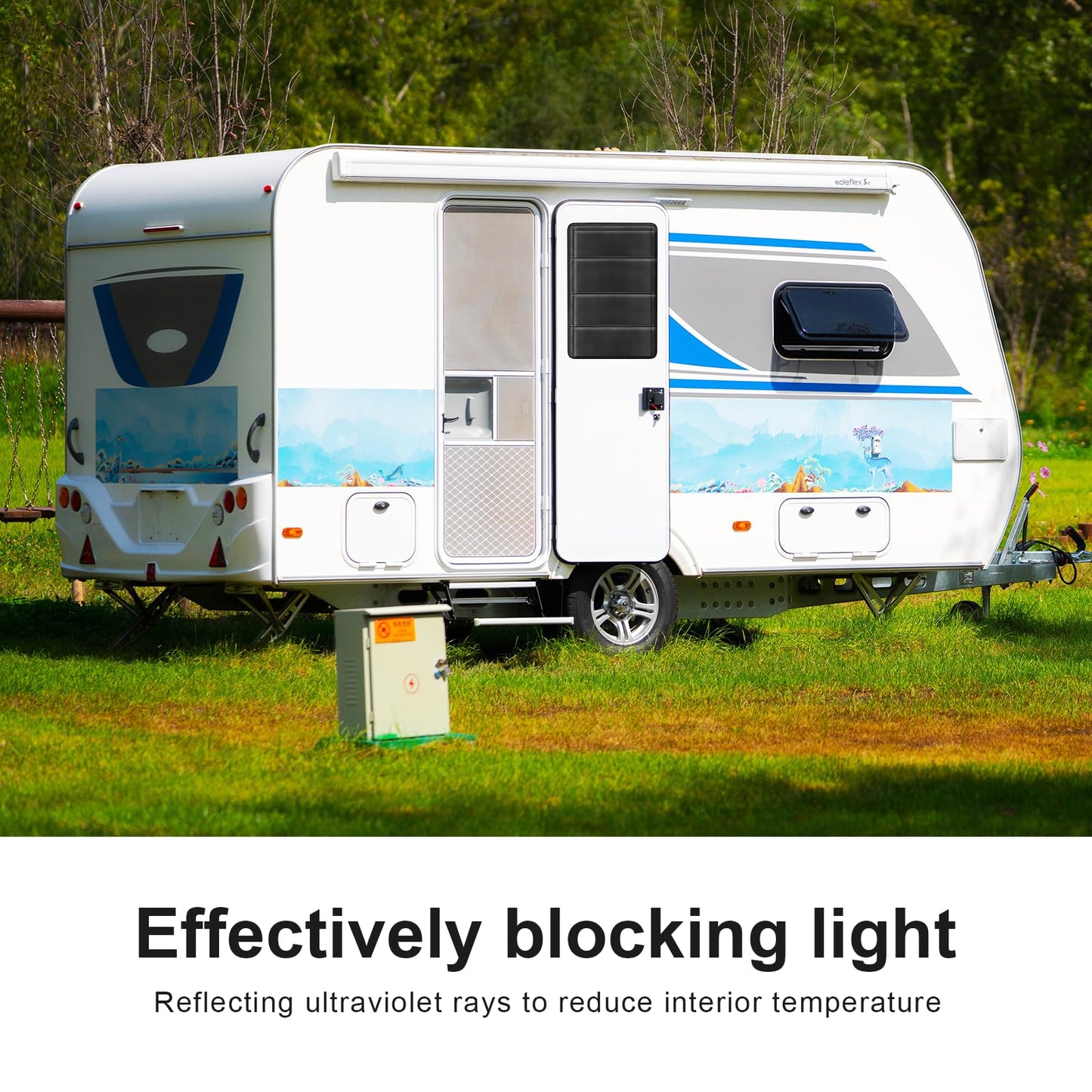 RV Door Window Shade Cover 2 Pack- Magnetic RV Blackout Window Cover with UV Protection and Privacy Features (25 * 16 in) Foldable Magnet Design, Waterproof Fabric, and Reflective Silver Coating