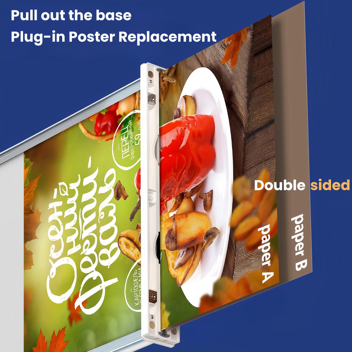 A4 Size Tabletop LED Sign Holder, Brightness Adjustable Desktop Advertising Light Box, Charged via USB, Durable Light up Menu Holder for Restaurants, Bars, Hotels, Stores, Offices, Wedding