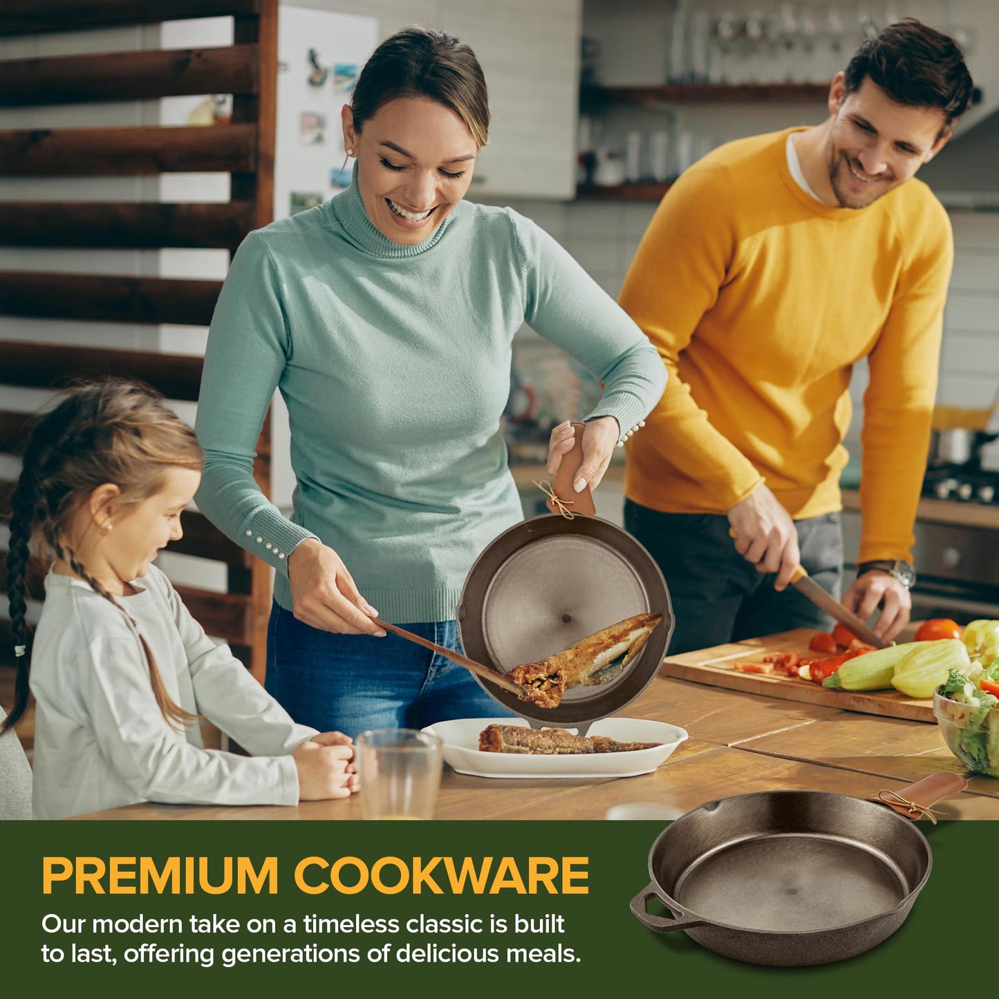 Modern Innovations 10 Inch Cast Iron Skillet, Pre-Seasoned Smooth Polished Surface, Heavy-Duty, Naturally Non-Stick 100% Cast Iron Frying Pan- Saute, Sear & Grill on Campfires, Stoves & Ovens