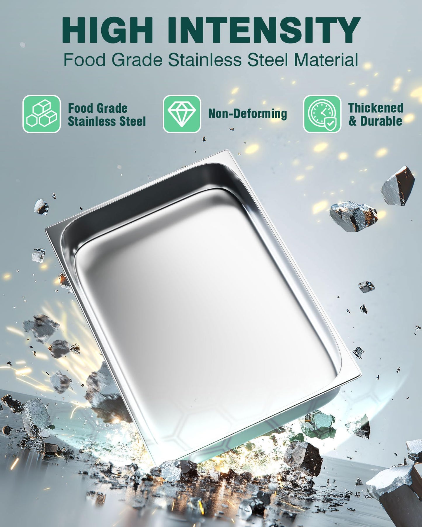 WantJoin Steam Table Hotel Pans 1/1 Full Size 2.5 Inch Deep 6 Pack, Stainless Steel Metal Tray Sets Food Storage Container for Restaurant Chafing Dishes Commercial Buffet Warmer Catering Supplies
