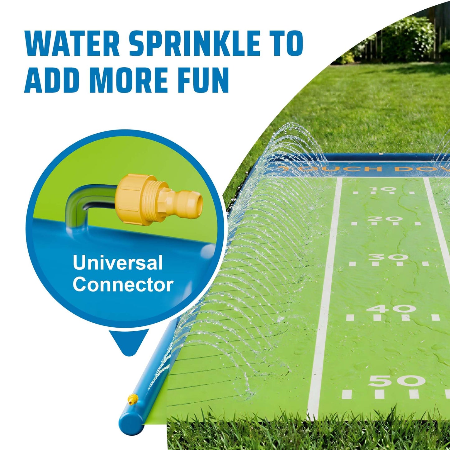 Funscape Kids Backyard Triple Water Slide 20ft Water Slide with 3 Body Boards Inflatable Football Outdoor Lawn Slip and Slider Yard Game with Splash Summer Fun Family Party Gift for Boys Girls