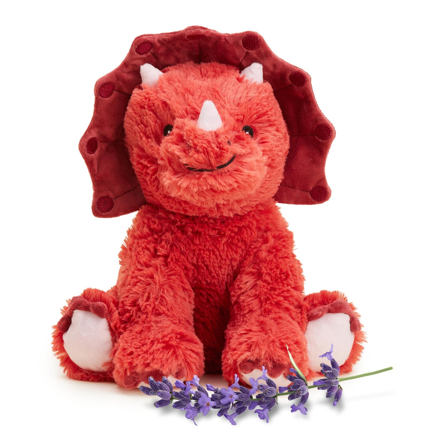 warmies Microwavable & Weighted Triceratops Stuffed Animal, Red Triceratops - Microwavable Weighted Plushies - Lavender Scent in Dino Plushies - for Adults & Children (Boys, Girls, Babies & Toddlers)