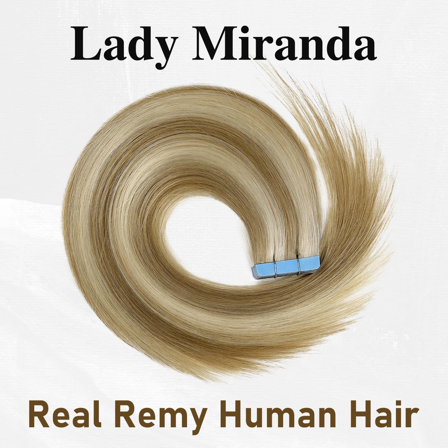 LADY MIRANDA Tape in Hair Extensions Remy Human Hair Full Ends PU Hair Extensions 20 Inches 50g 20Pcs Mixed Blonde Skin Weft Invisible Tape in Human Hair Extensions for Women