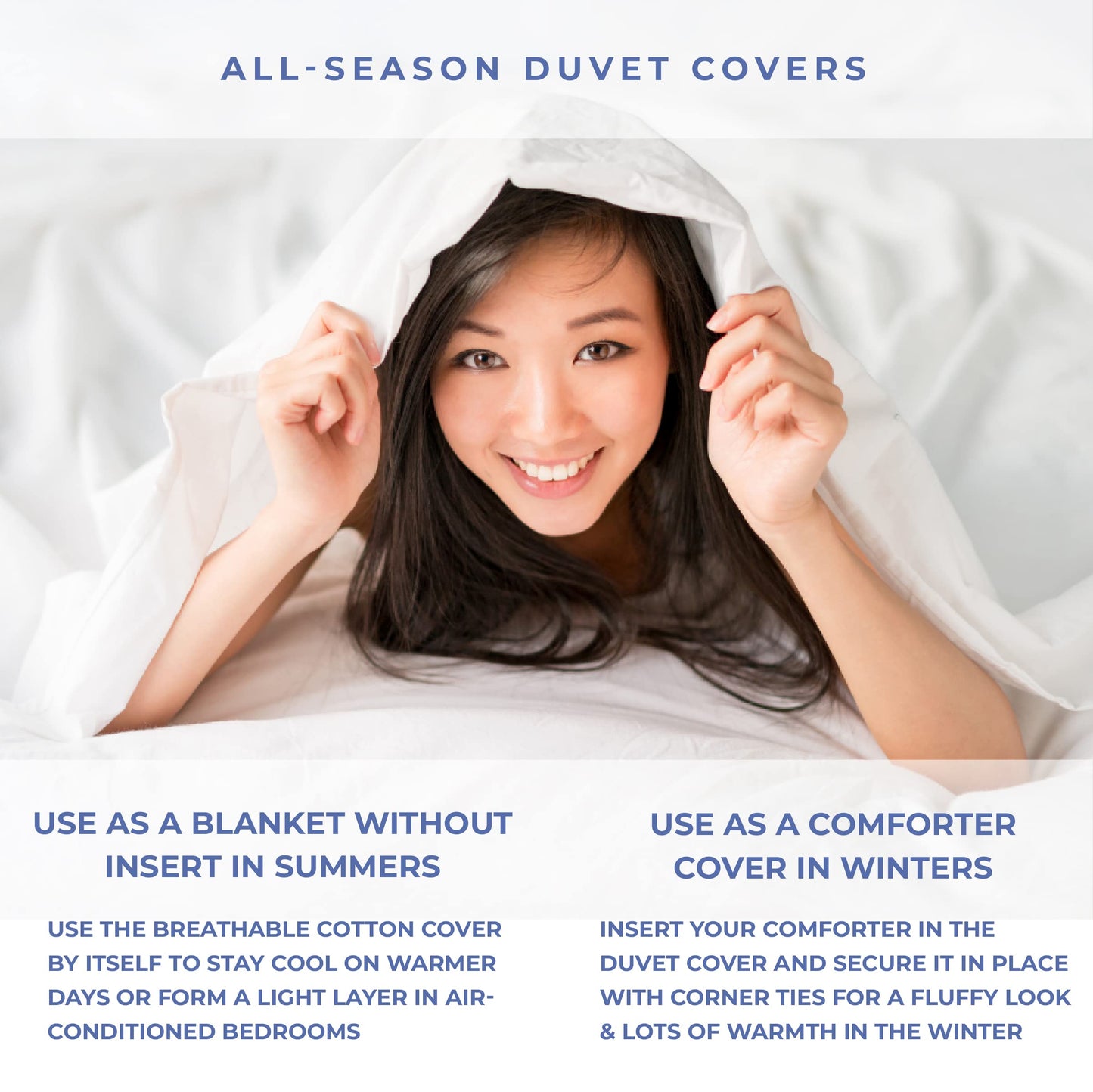 Kotton Culture 3 Pc Queen Size Duvet Cover Set 100% Egyptian Cotton - Luxury 1000 Thread Count Hotel Quality, Soft, Breathable, Comforter cover with Zipper Closure & Corner ties (White,Queen 90"x 90")
