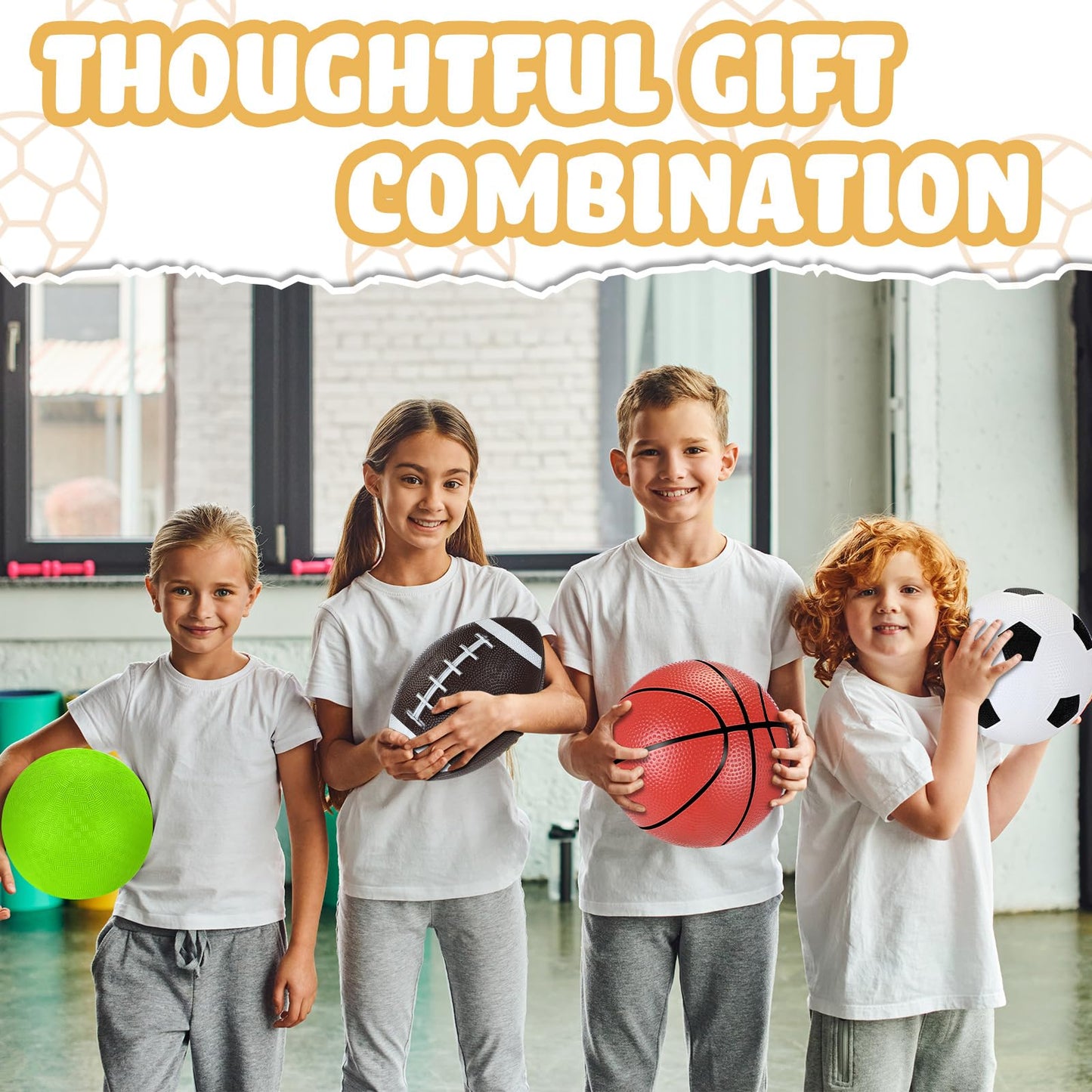 RoundFunny Pack of 36 Operation Christmas Balls Bulk with Pump for Kids 5" Deflated Soccer Basketball Football 6.3" Playground Balls Christian Charity Donation Supplies for Toddlers Indoor Outdoor
