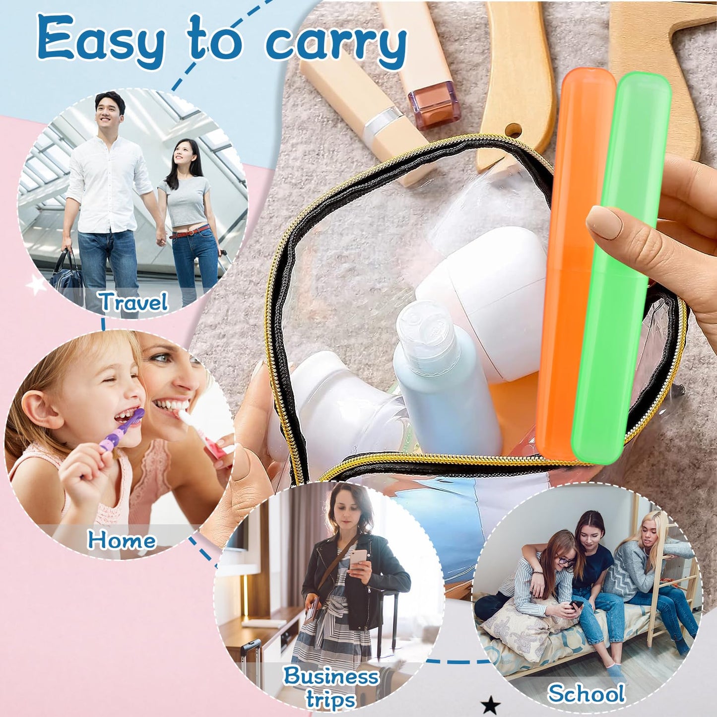 NICEMOVIC 120 Pieces Travel Toothbrush Holder, Toothbrush Travel Case Bulk, Portable Plastic Dust Proof Breathable, Toothbrush Holder for Travel Bathroom Indoor Outdoor Travel Trip Camping School