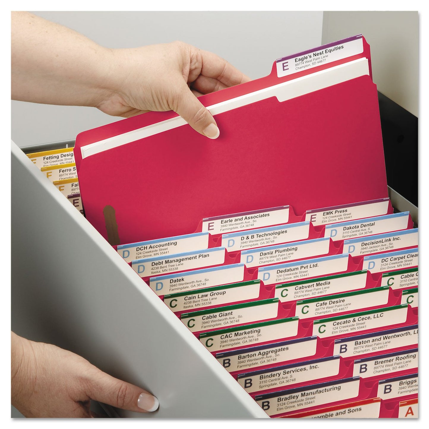 Pendaflex Fastener Folders, 2 Fasteners, Letter Size, Red, 1/3 Cut Tabs in Left, Right, Center Positions, 50 per Box (22740), Specialty