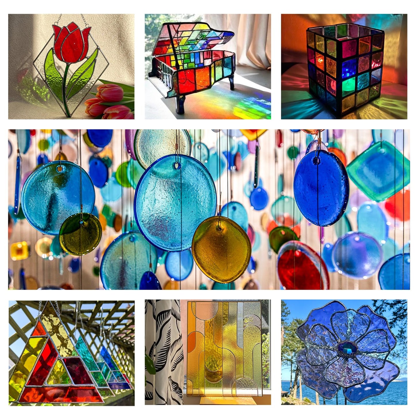 Adrattnay 30Pcs Stained Glass Sheets 4 x 6in, Translucent Stained Glass Sheets 1/8in with Ripple Texture, 3mm Colored Glass Sheets for Mosaic Glass Tiles Projects Cathedral Window Art Glass Crafts