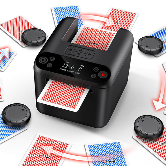 KPAW Automatic Card Dealer with 4 Wireless Remotes, Handles 1–3 Decks, USB Rechargeable Card Dealing Machine, Portable Card Dealer for Texas Holdem, UNO, Bridge, Poker More
