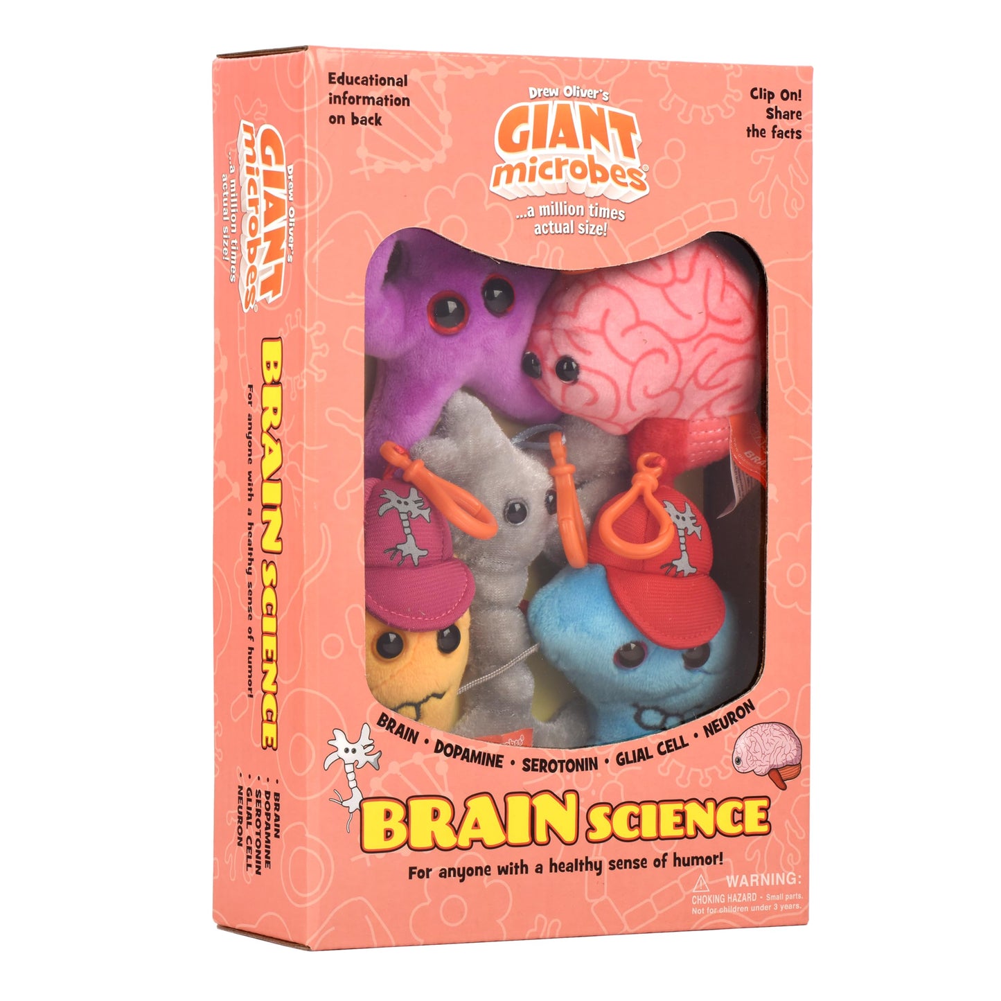 GIANTmicrobes Brain Science Themed Gift Box –Learn about Neuroscience with this 5-piece Box Set of Plush Key Chains, Educational Gift for Students, Doctors, Teachers, Neuroscientists and Psychologists
