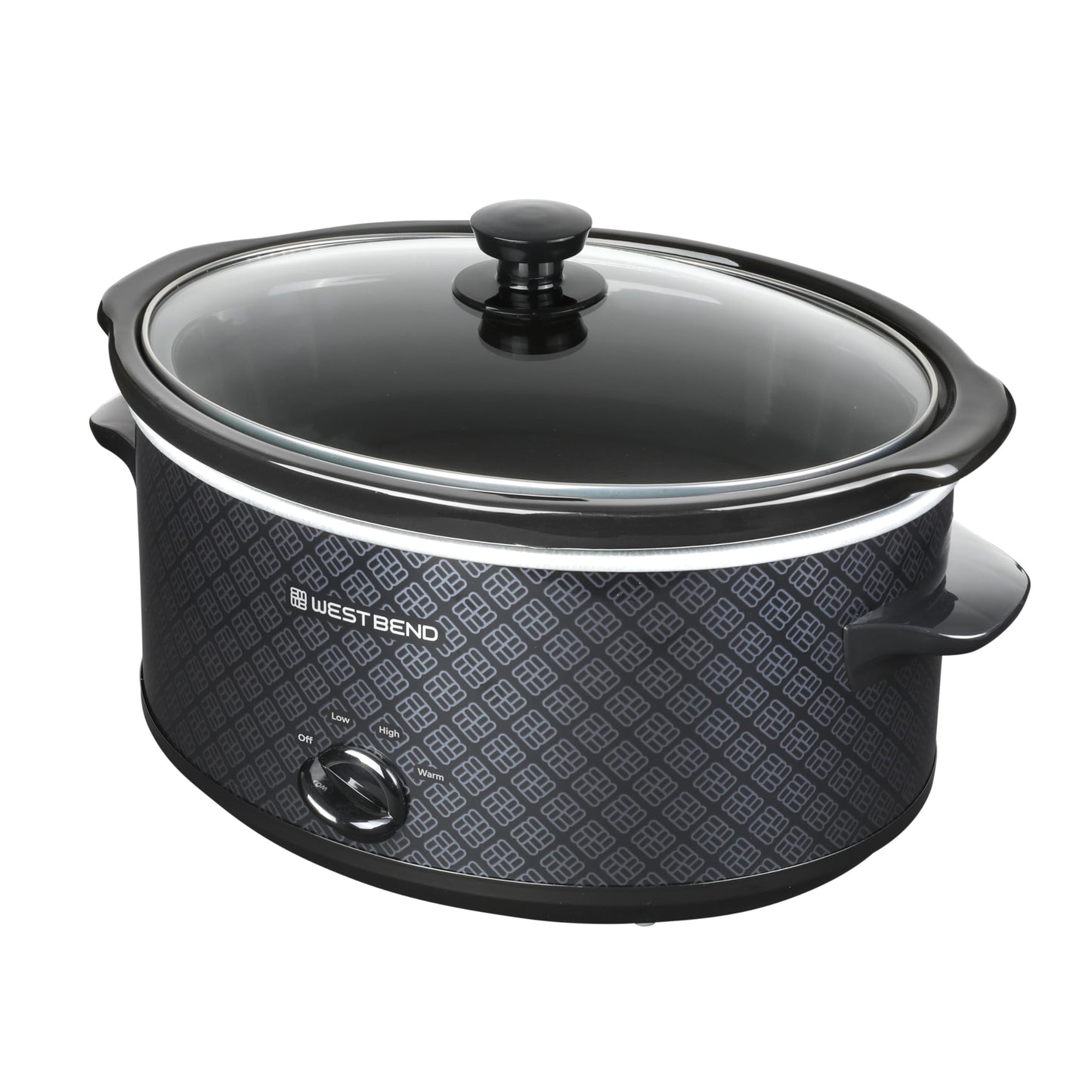West Bend Slow Cooker 6-Quart Manual Crockery Style with Dishwasher Safe Oval Ceramic Crockpot and Glass Lid Two Temperature Settings Plus Keep Warm, 330-Watts, Black