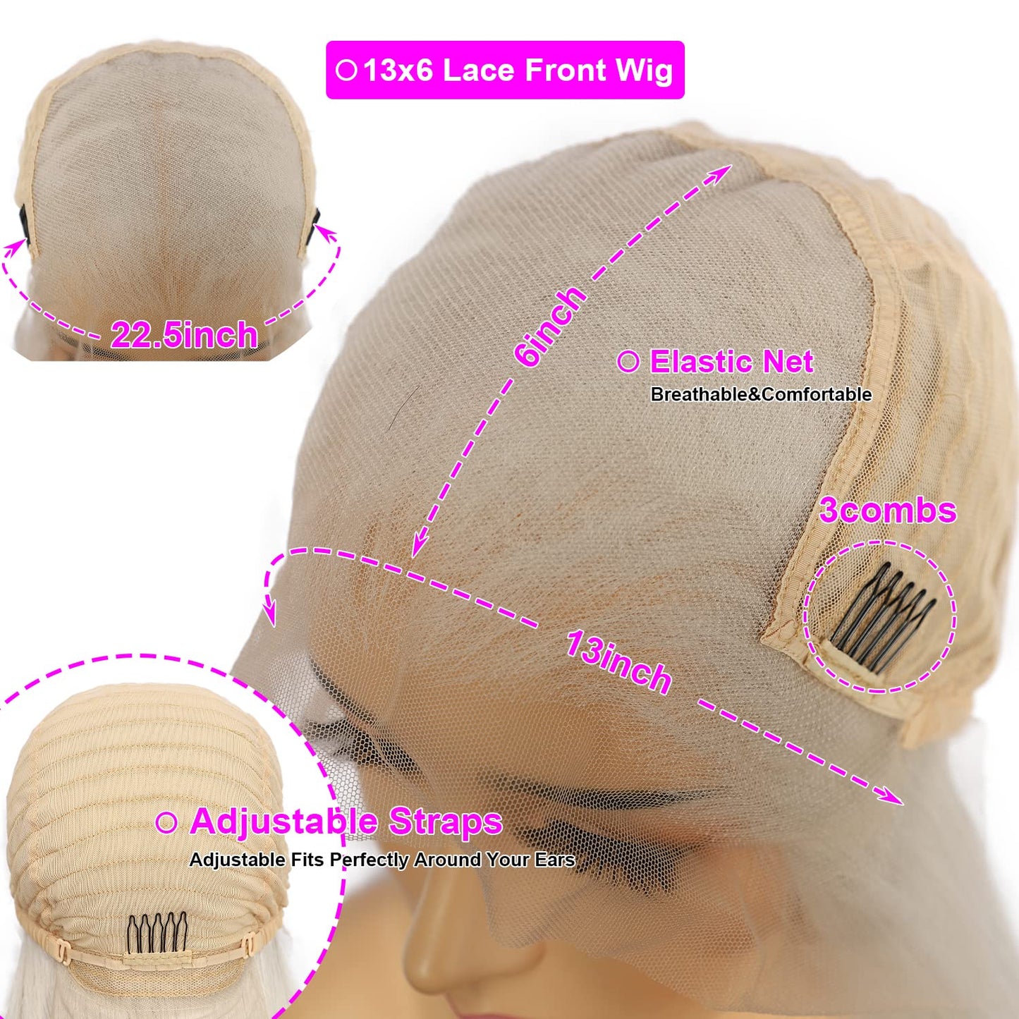 SAPPHIREWIGS 13×6 Platinum Blonde Lace Front Wigs Long Straight Hair #60 White Wig Synthetic Lace Front Wigs for Women Daily Party Halloween Use 26inch