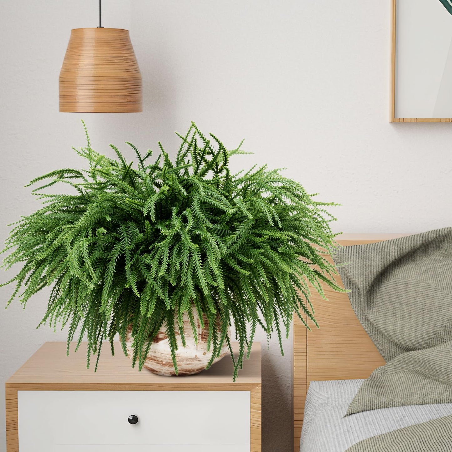 100 Pcs Christmas Norfolk Pine Branches, Christmas Greenery Stems, Artificial Pine Branches DIY Crafts Faux for Xmas Wreath Garland Indoor Outdoor Home Kitchen Garden Holiday Accessories Decor