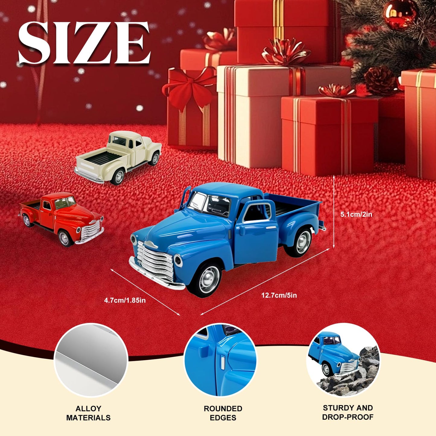 AGSIXZLAN 4 x Toy Cars for Toddlers 2 3 4 5 6 7 8 Years Alloy Toy Cars 1:32 for Toddlers Can Be Driven Car Door Can Be Opened Truck
