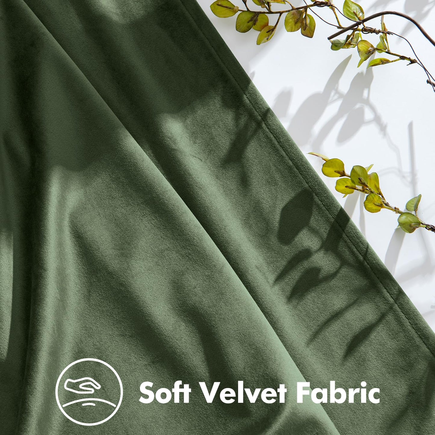 MIULEE Olive Green Velvet Curtains 96 inches Long, Pinch Pleated Blackout Drapes with Hooks, Thermal Insulated Pinch Pleat Panels for Bedroom Living Room, 2 Panels