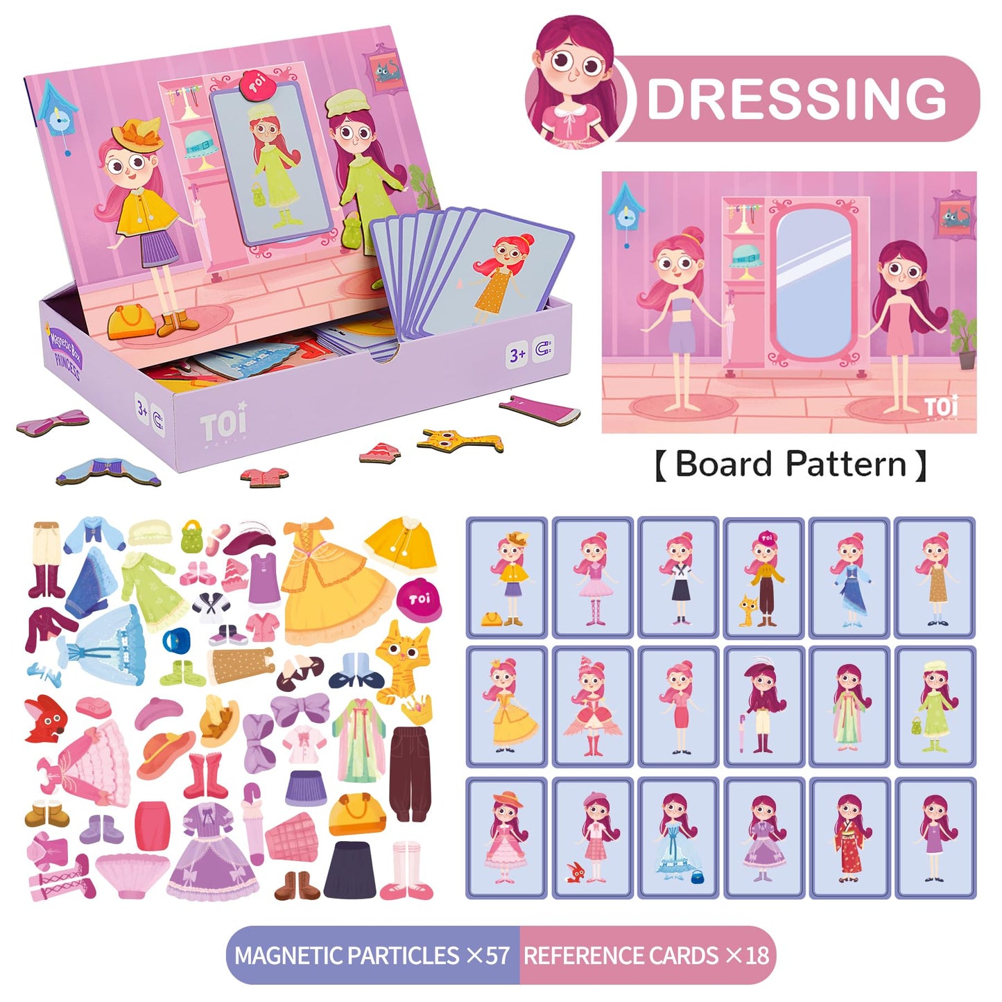 Toi Kids Magnet Toys Magnetic Jigsaw Puzzle Boxes for Kids Age 3-7,Preschool Tabletop Toy for Toddlers Kids,Promoting Hand-Eye Coordination (Princess)