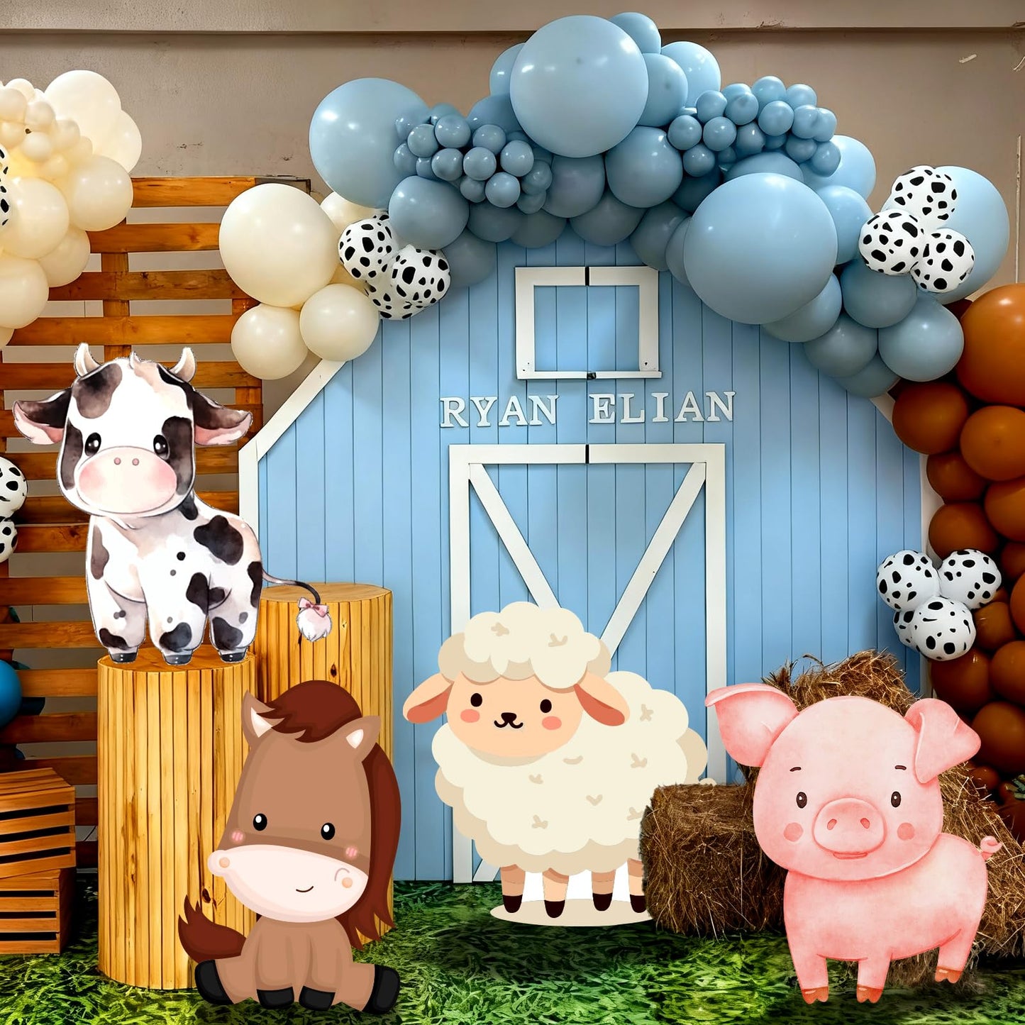 Gemscream 4 Pcs Large Farm Animals Decorations 22.4 Inch Cute Animal Cutouts Cartoon Backdrop for Farm Birthday Party Supplies Baby Shower Decorations Photo Booth Props Gifts