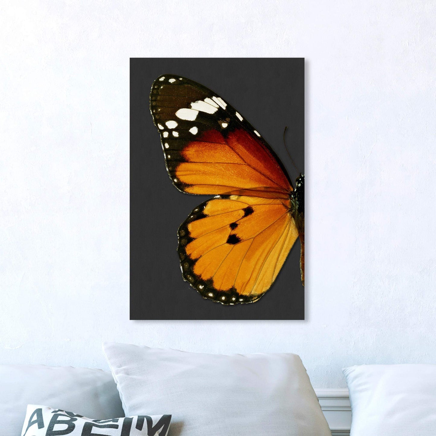 The Oliver Gal Artist Co. Animals Wall Art Canvas Prints 'Monarch and Gray Butterfly I' Insects Home Décor, 16" x 24", Orange, Black