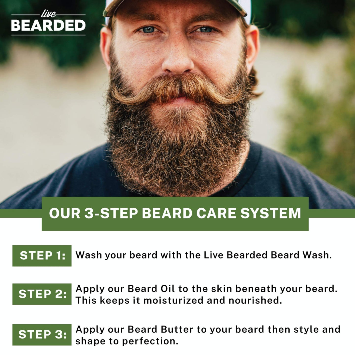 Live Bearded: Beard Oil and Beard Butter Grooming Kit - American - All-Natural Ingredients with Shea Butter, Argan Oil, Jojoba Oil and More - Beard Growth Support - Made in The USA