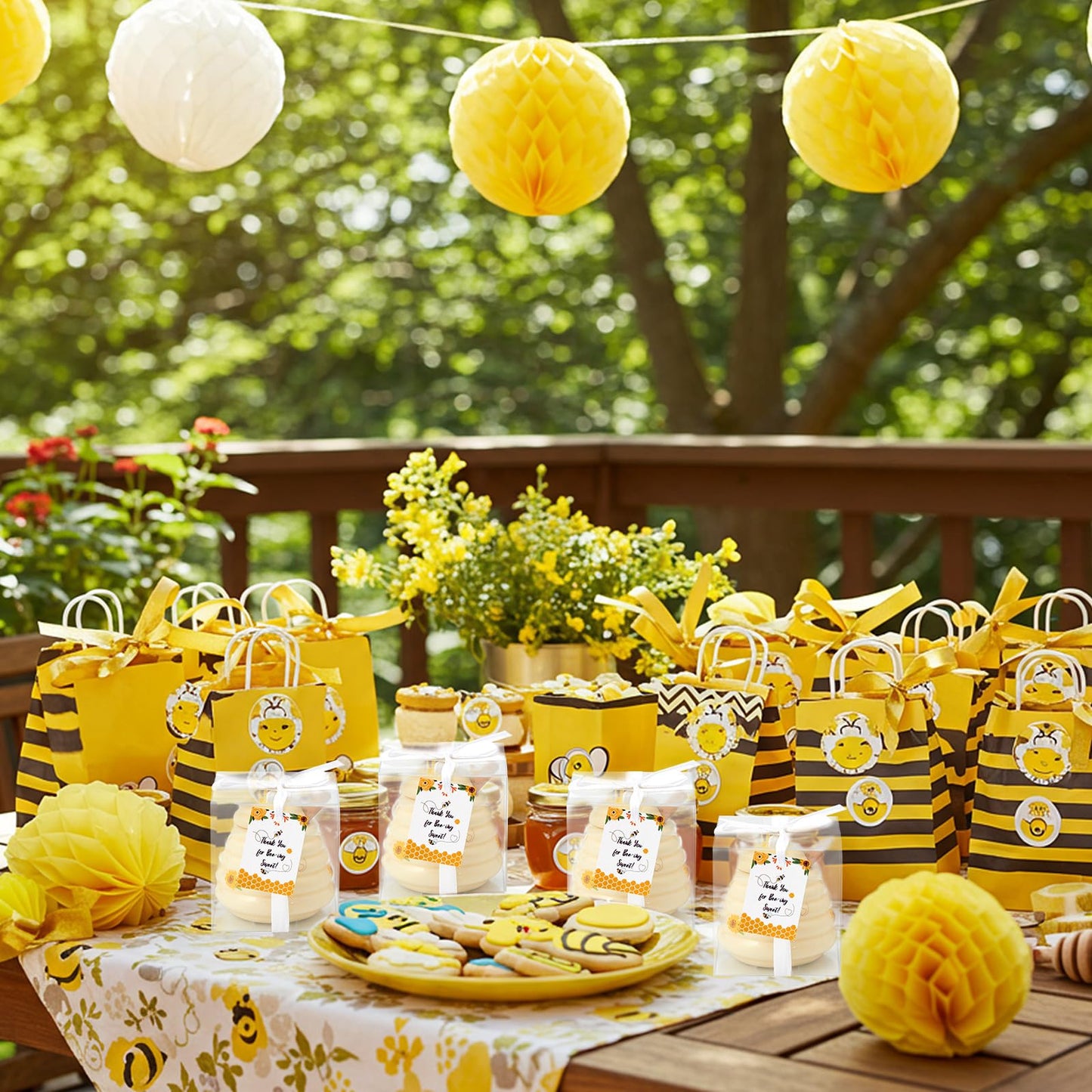 Yinder 12 Pcs Baby Shower Prize for Winners Honey Party Favors 3 oz Ceramic Honey Jars with Dippers Mini Bee Themed Pots with Goodie Boxes for Baby Shower Wedding Favors Bee Themed Party Gifts